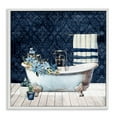 thumbnail image 1 of Stupell Industries Blue Damask Bathroom Bath & Laundry Painting White Framed Art Print Wall Art, 17 x 17, 1 of 2