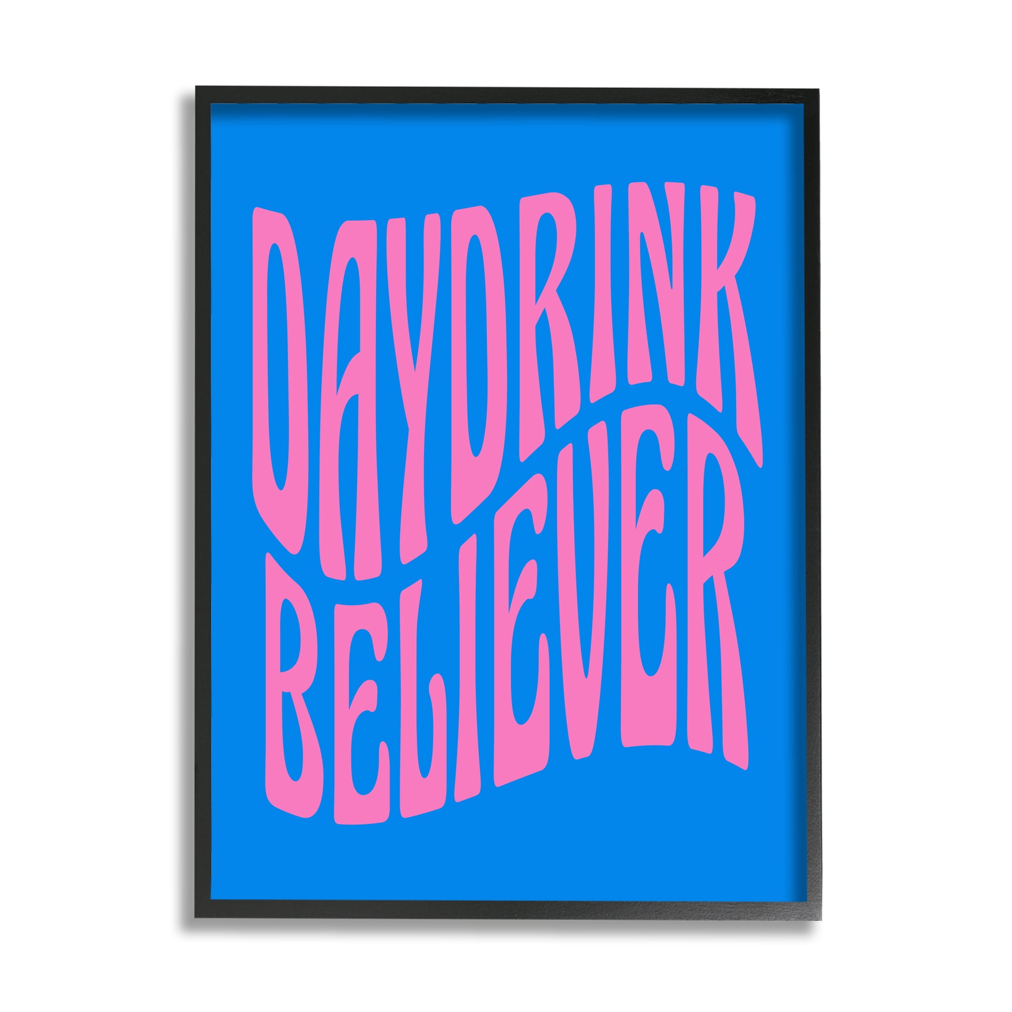 Stupell Industries Blue Day Drink Believer Inspirational Painting Black Framed Art Print Wall Art, 16 x 20