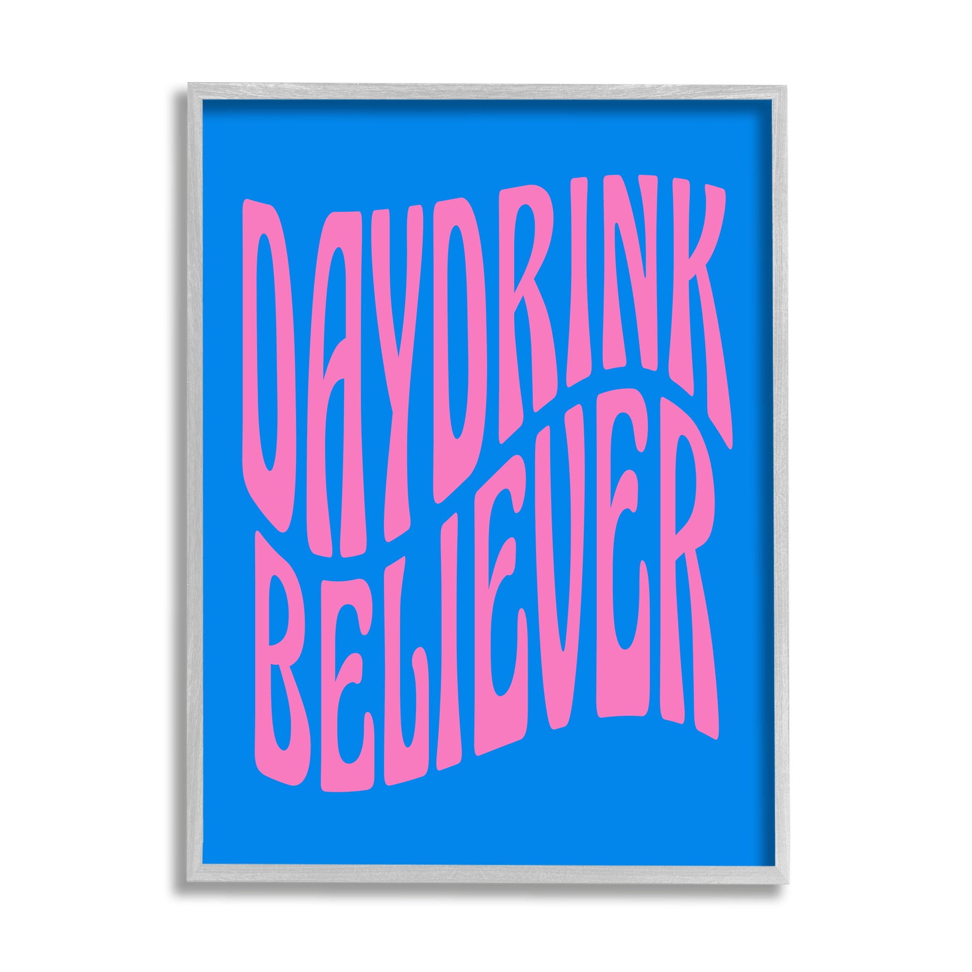 Stupell Industries Blue Day Drink Believer Inspirational Painting Gray Framed Art Print Wall Art, 24 x 30