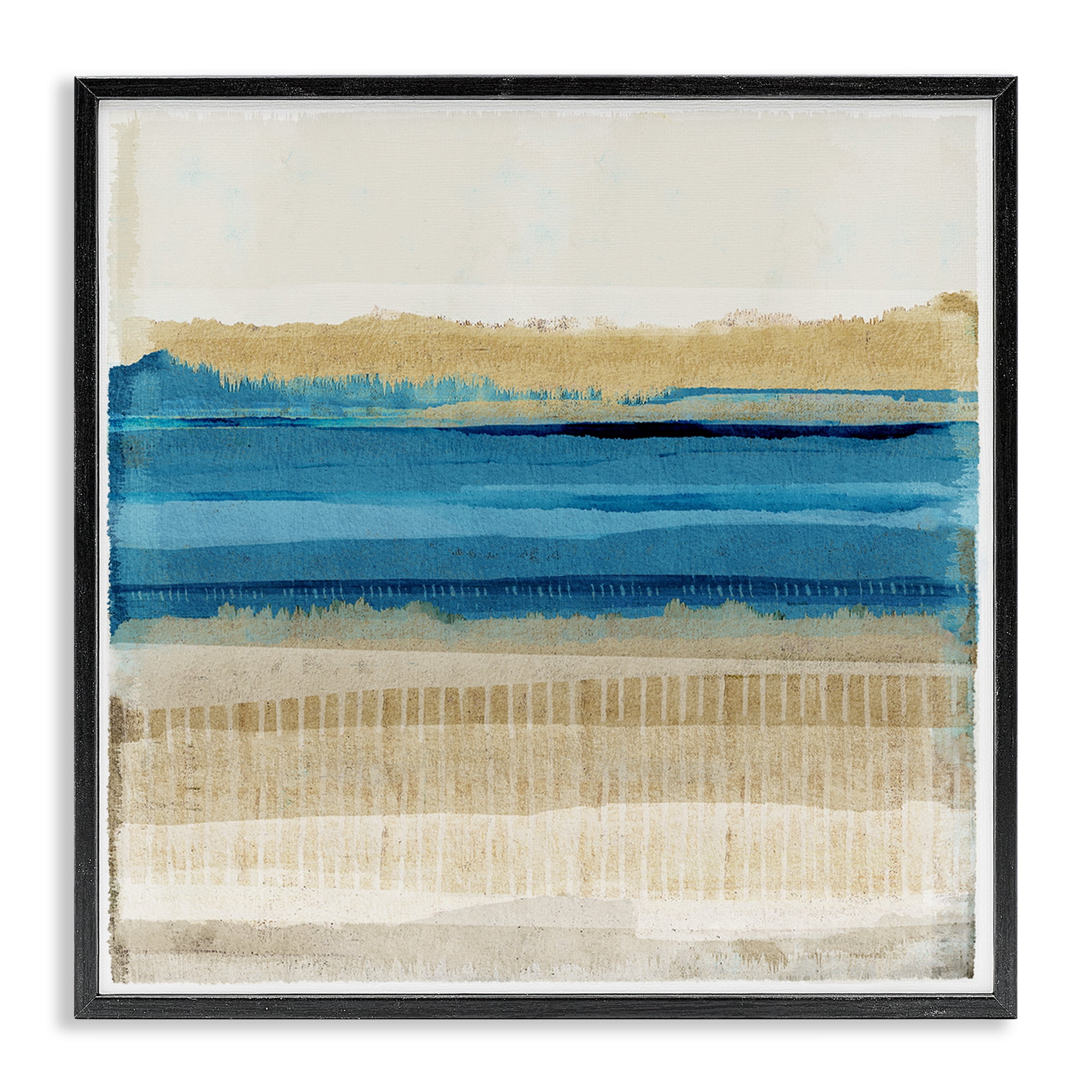 Stupell Industries Blue Daze Abstraction Abstract Painting Black Framed Art Print Wall Art, 12 x 12