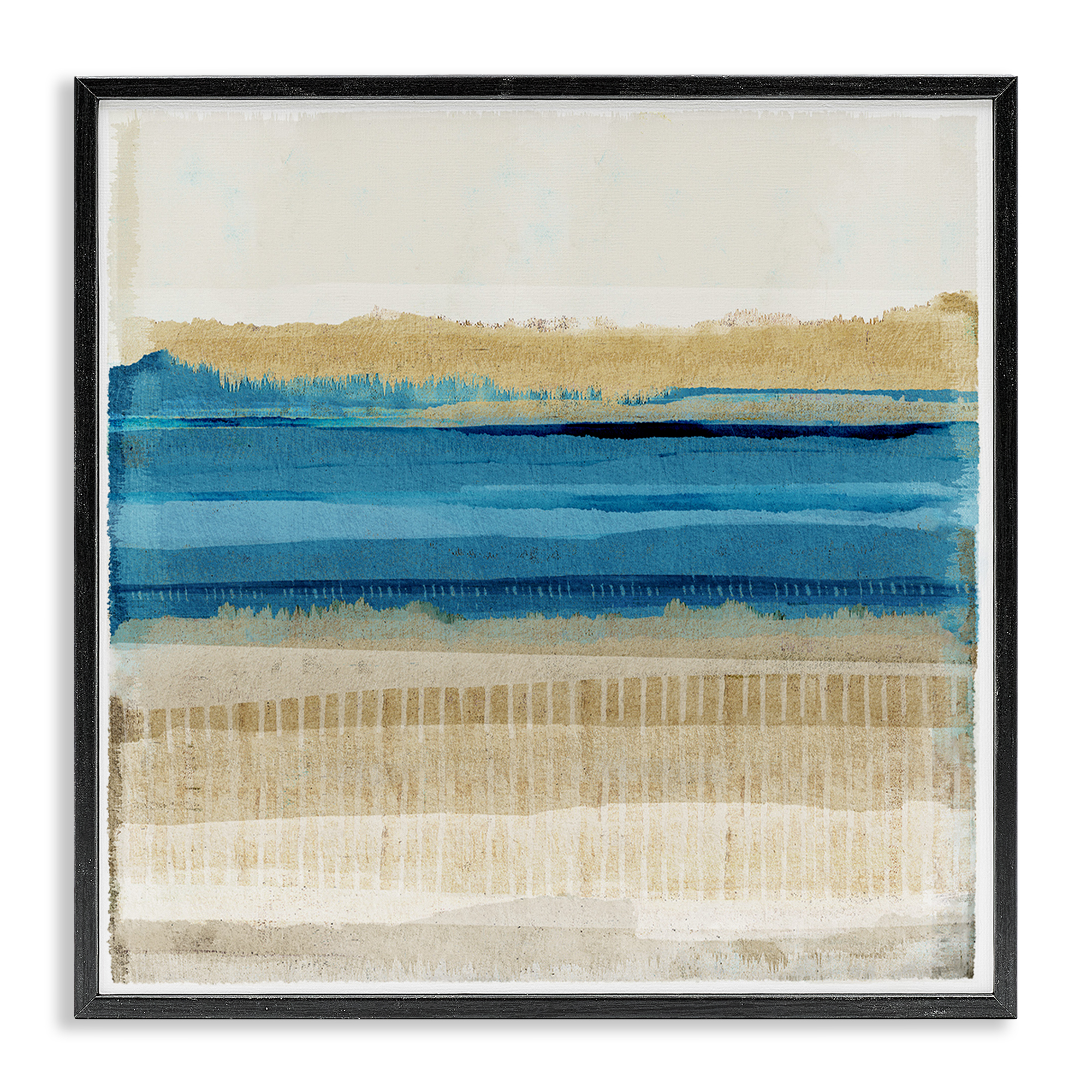Stupell Industries Blue Daze Abstraction Abstract Painting Black Framed Art Print Wall Art, 17 x 17