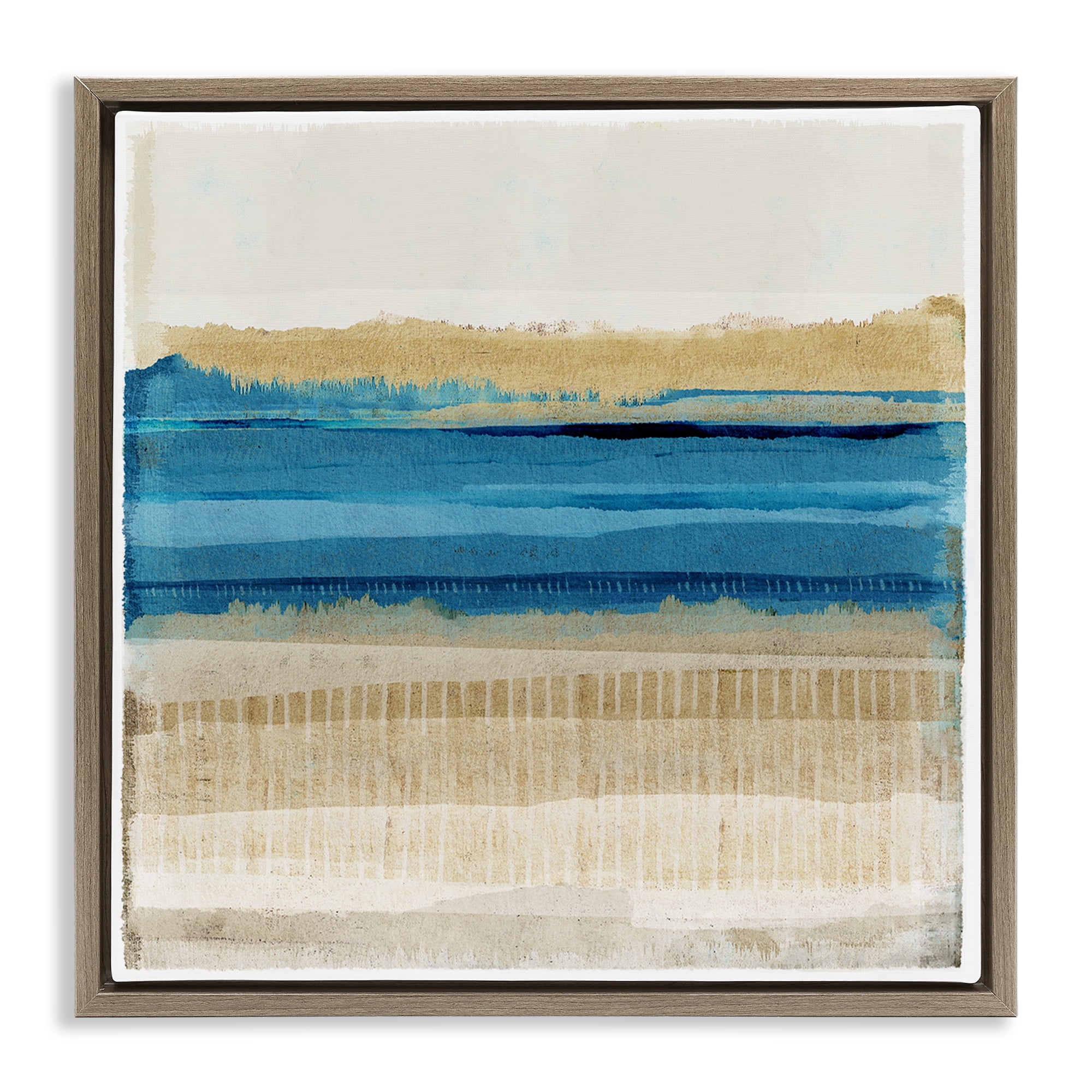 Stupell Industries Blue Daze Abstraction Abstract Painting Brown Floater Framed Canvas Art Print Wall Art, 18 x 18