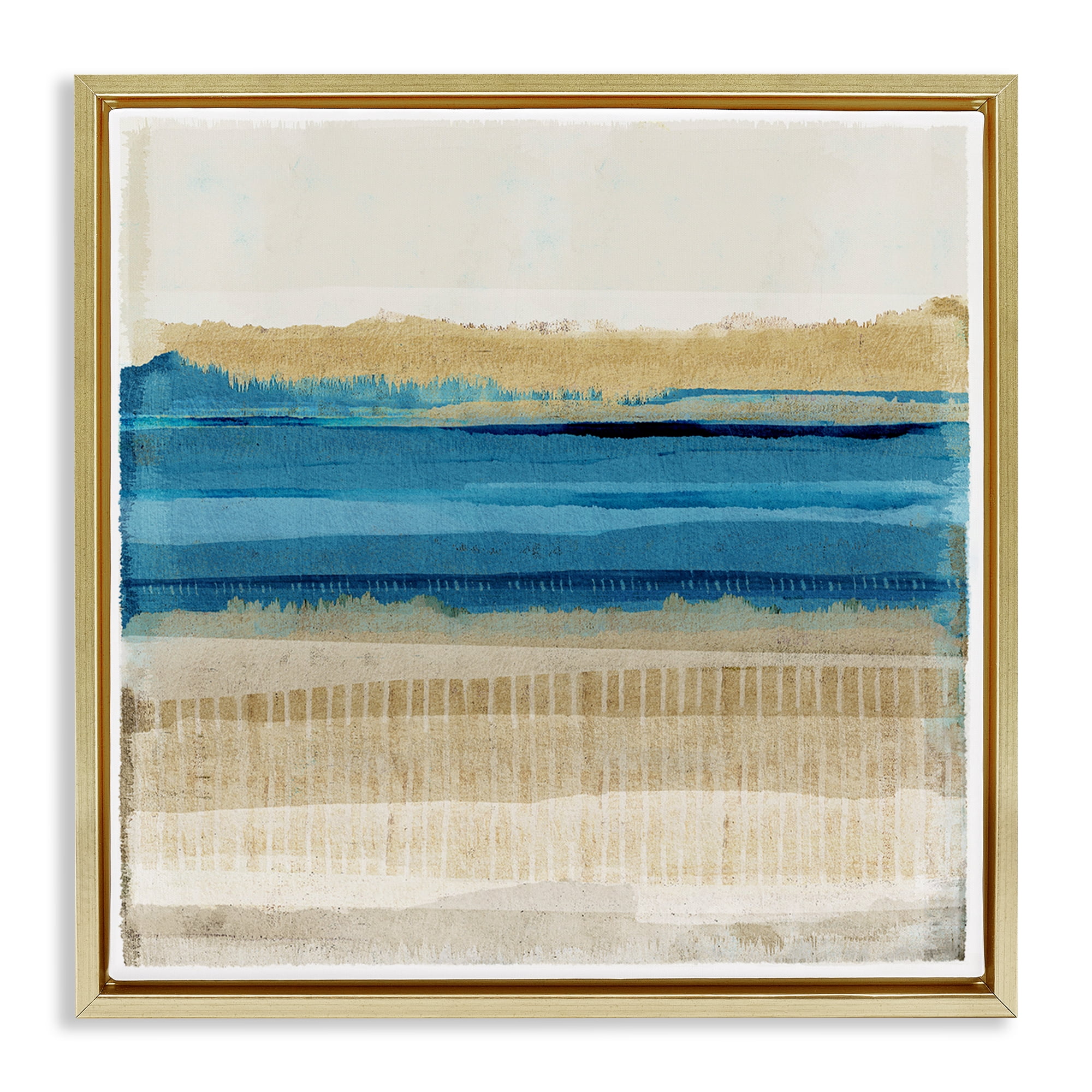 Stupell Industries Blue Daze Abstraction Abstract Painting Gold Floater Framed Canvas Art Print Wall Art, 25 x 25