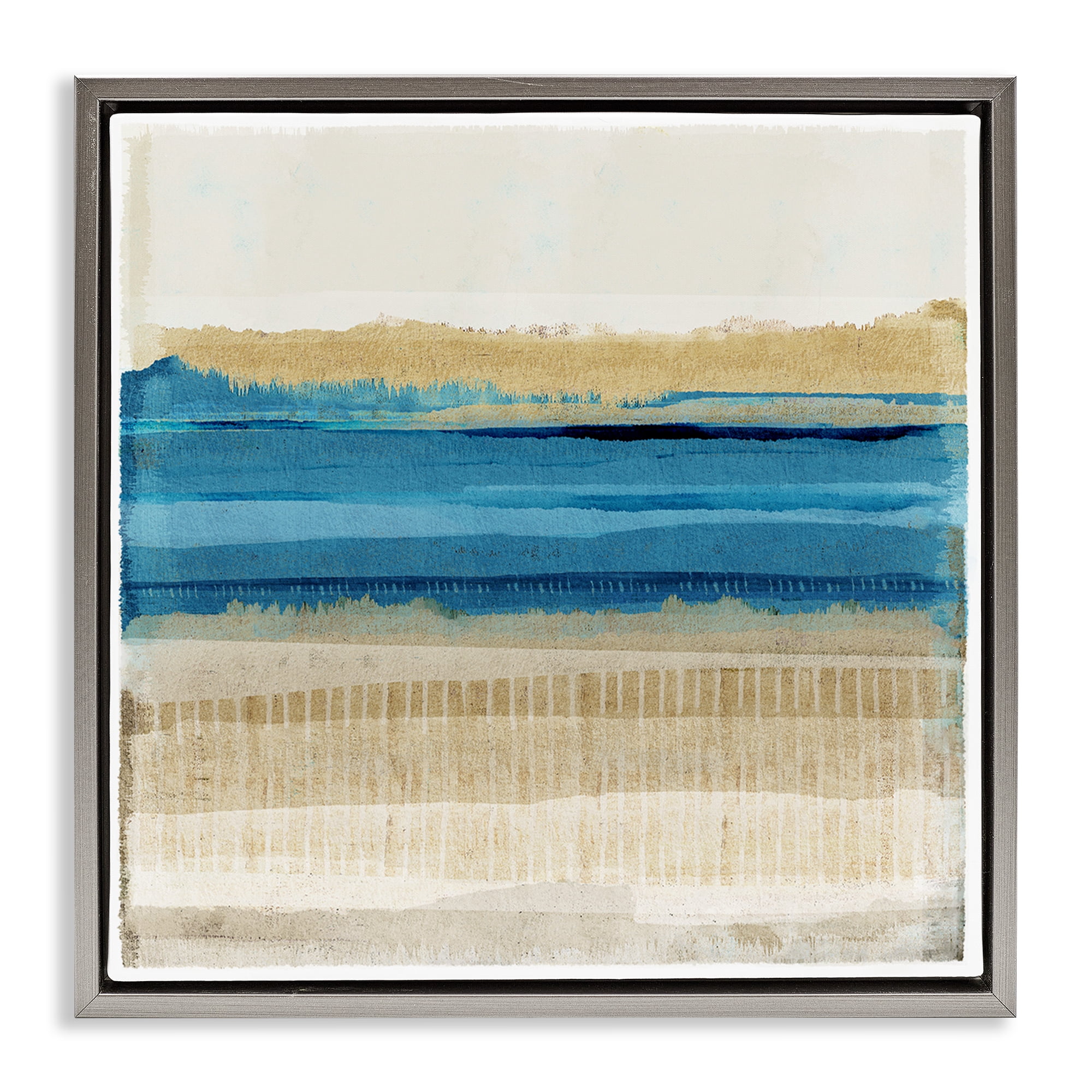 Stupell Industries Blue Daze Abstraction Abstract Painting Gray Floater Framed Canvas Art Print Wall Art, 25 x 25