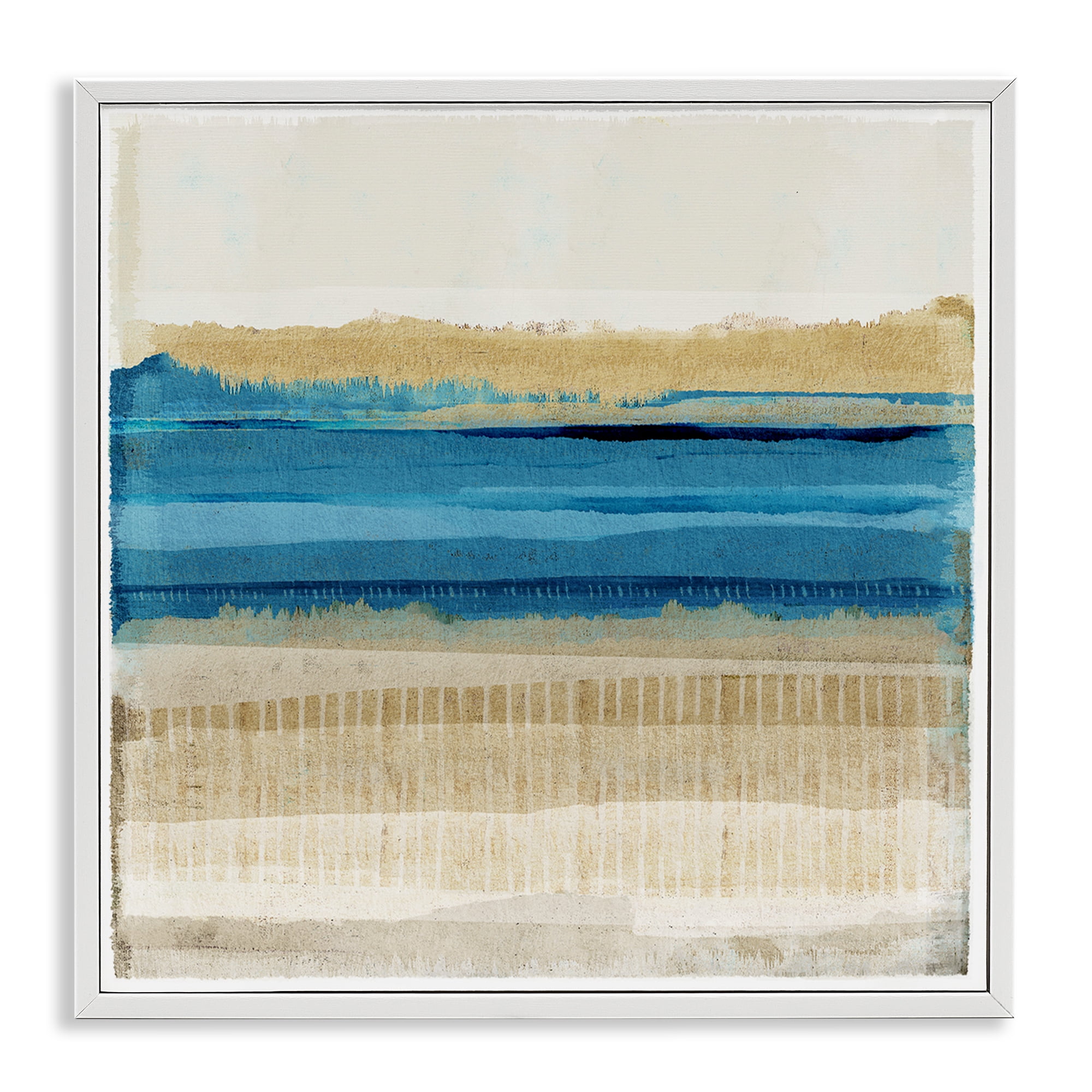 Stupell Industries Blue Daze Abstraction Abstract Painting White Framed Art Print Wall Art, 24 x 24