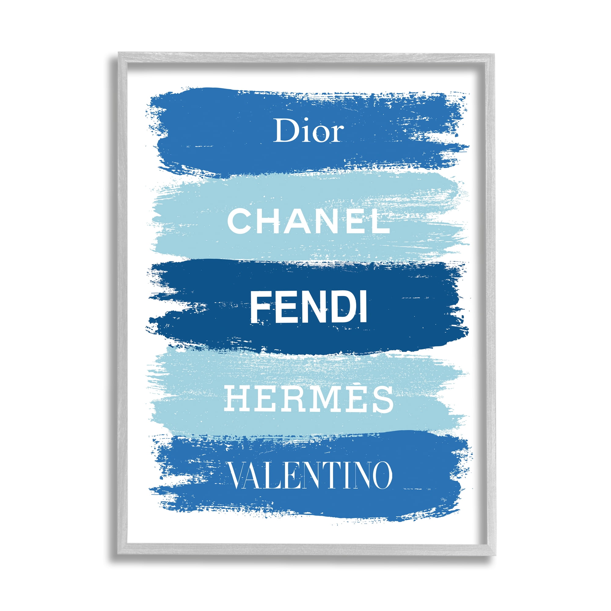 Stupell Industries Blue Denim Brush Strokes Glam Fashion Phrases Coastal Painting Gray Framed Art Print Wall Art, 16 x 20, Design by Martina Pavlova