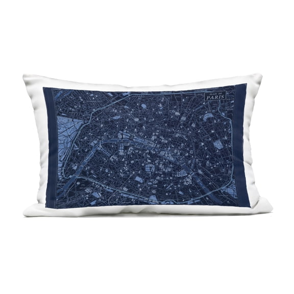 Stupell Industries Blue Detailed Paris Map Design by Phillipa Katz Outdoor Printed Pillow