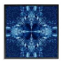 Stupell Industries Blue Detailed Symmetry Abstract Painting Black Framed Art Print Wall Art, 12 x 12