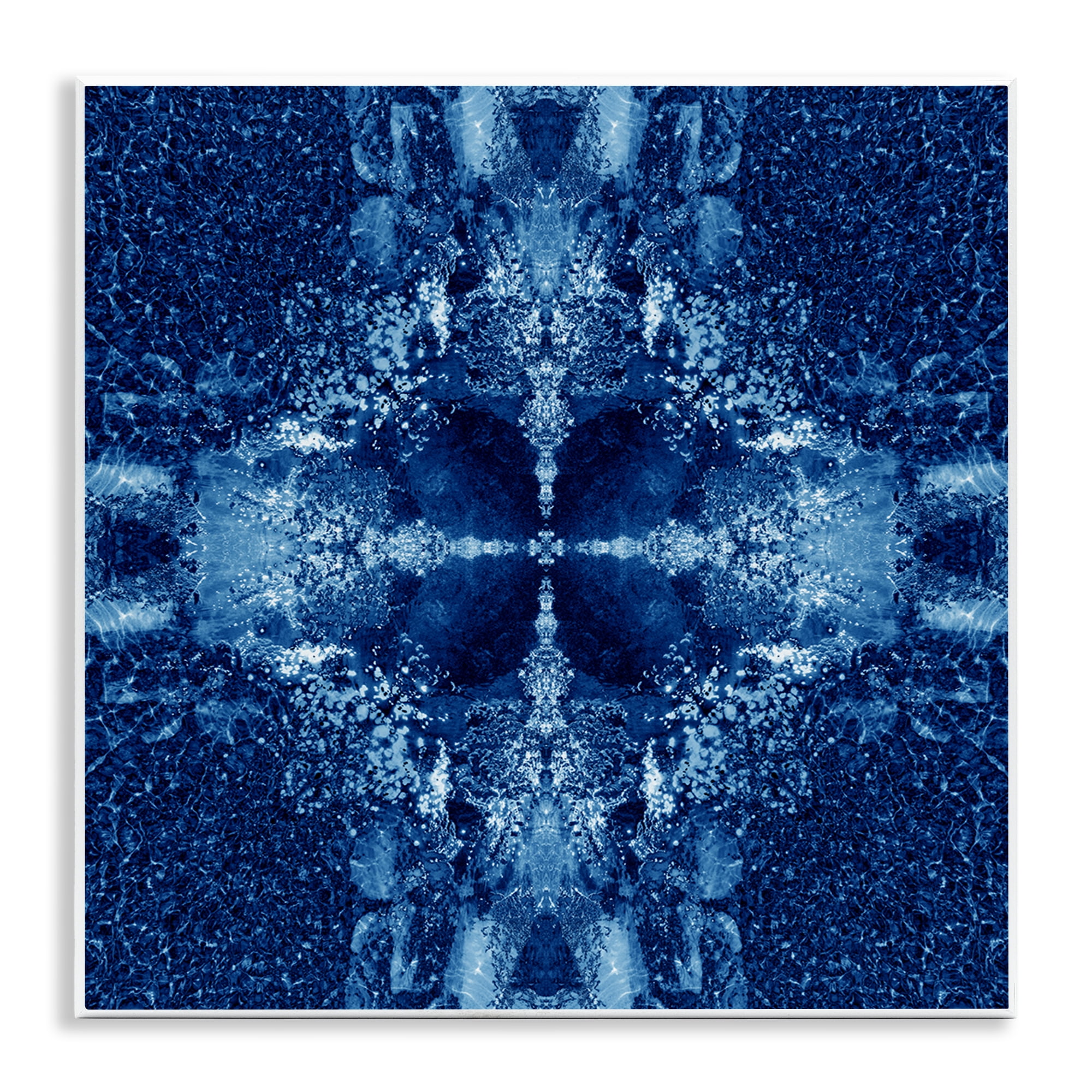 Stupell Industries Blue Detailed Symmetry Abstract Painting Unframed Art Print Wall Art, 12 x 12