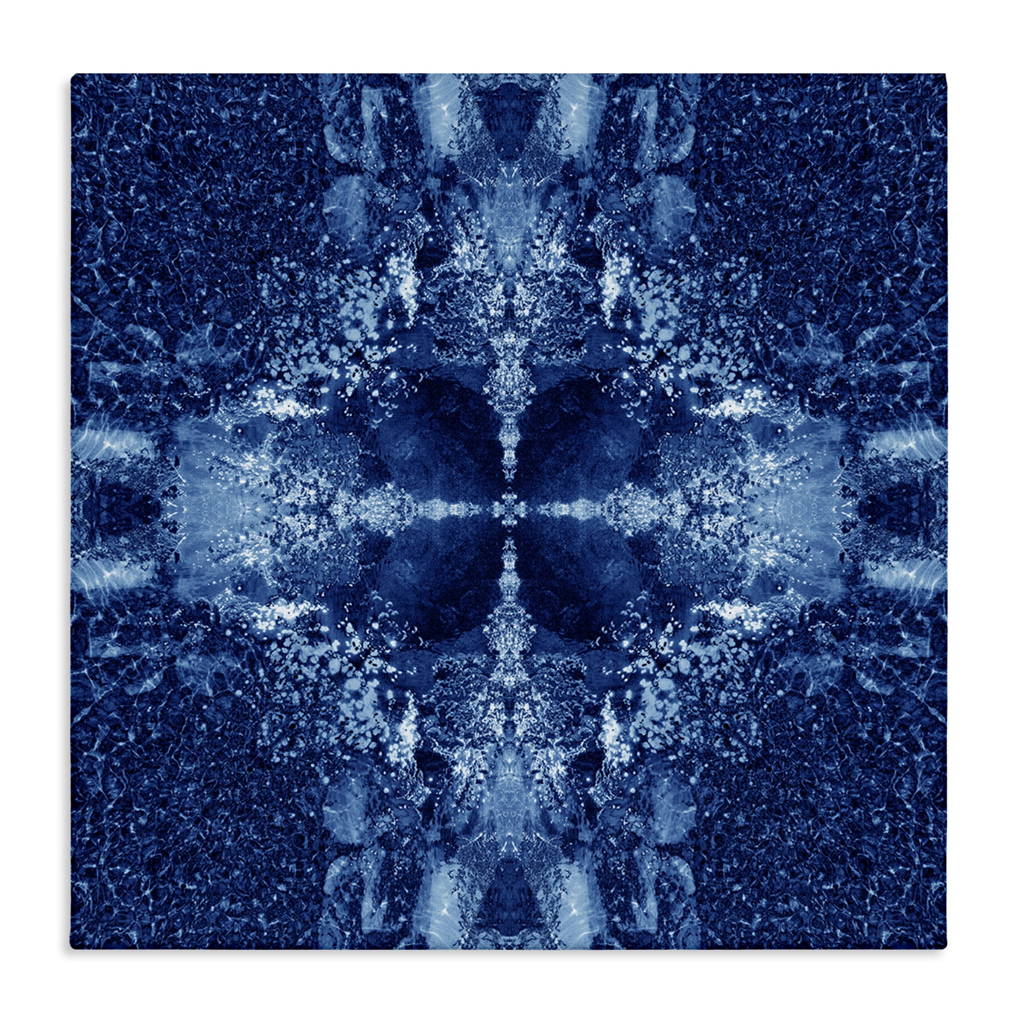 Stupell Industries Blue Detailed Symmetry Abstract Painting Wrapped Canvas Art Print Wall Art, 24 x 24