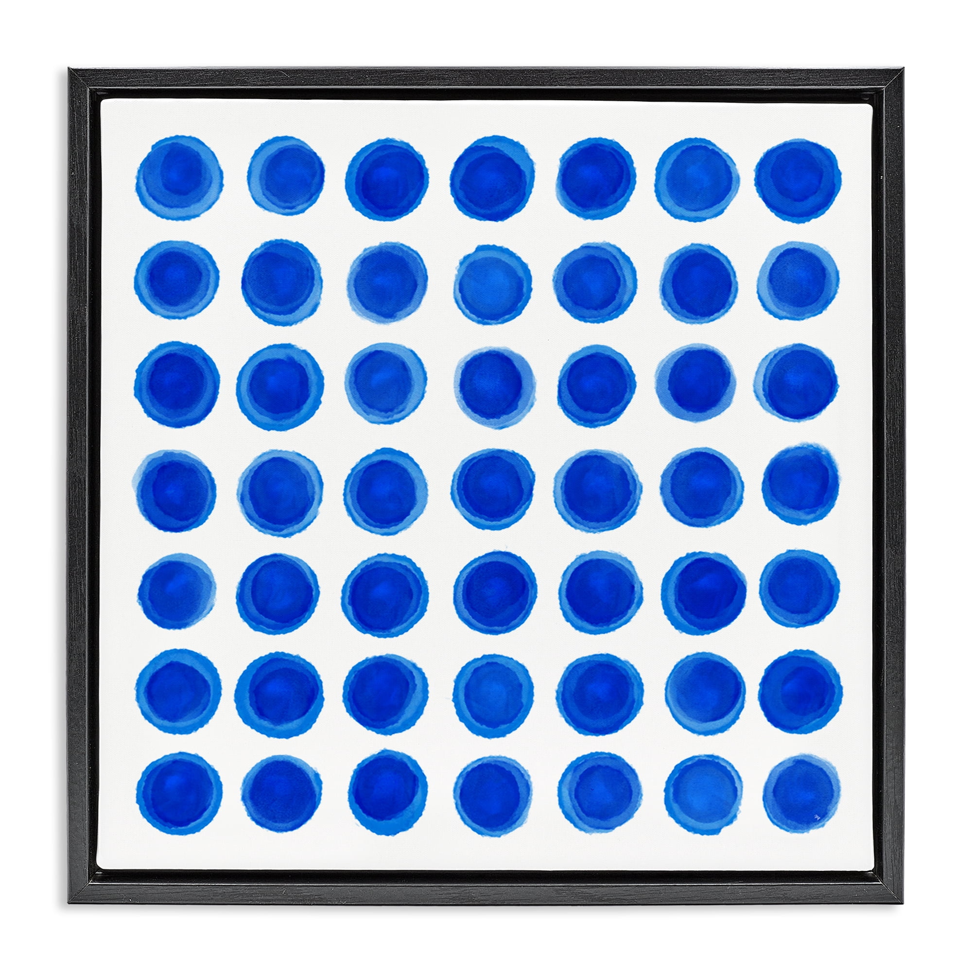 Stupell Industries Blue Dots Uniform Pattern Black Framed Floater Canvas Wall Art, design by Martina Pavlova