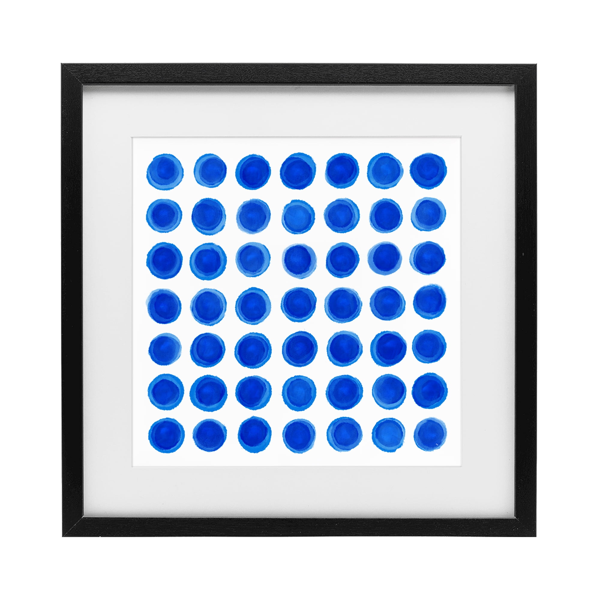 Stupell Industries Blue Dots Uniform Pattern Black Framed Print Under Glass, design by Martina Pavlova