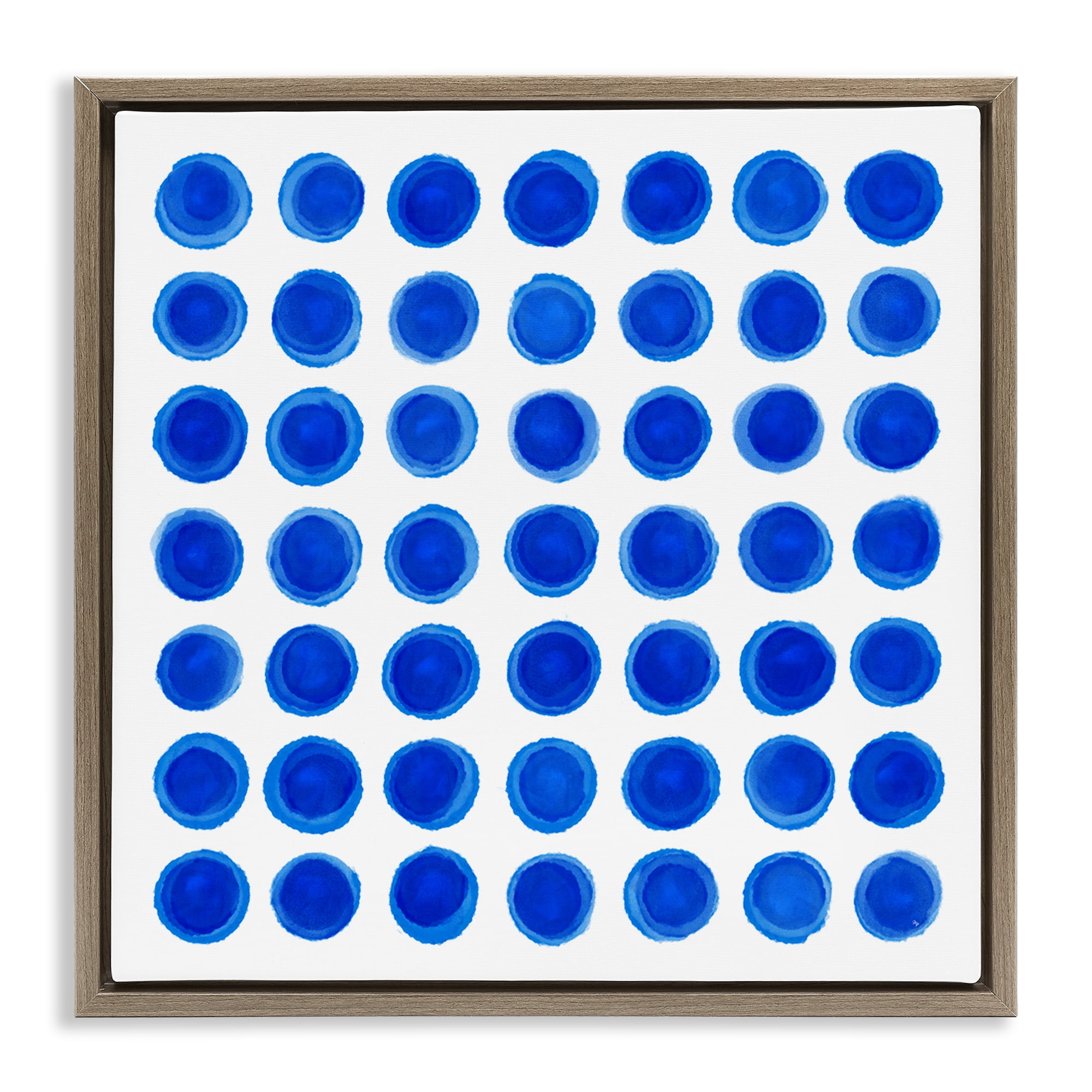 Stupell Industries Blue Dots Uniform Pattern Brown Framed Floater Canvas Wall Art, design by Martina Pavlova