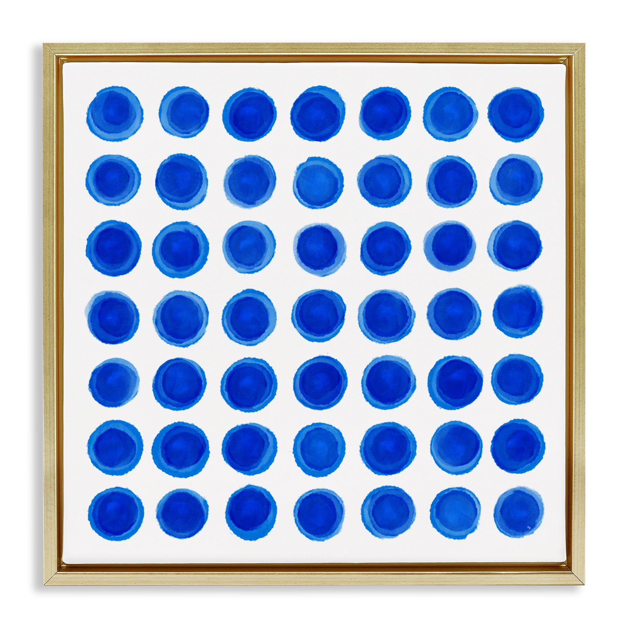 Stupell Industries Blue Dots Uniform Pattern Gold Framed Floater Canvas Wall Art, design by Martina Pavlova