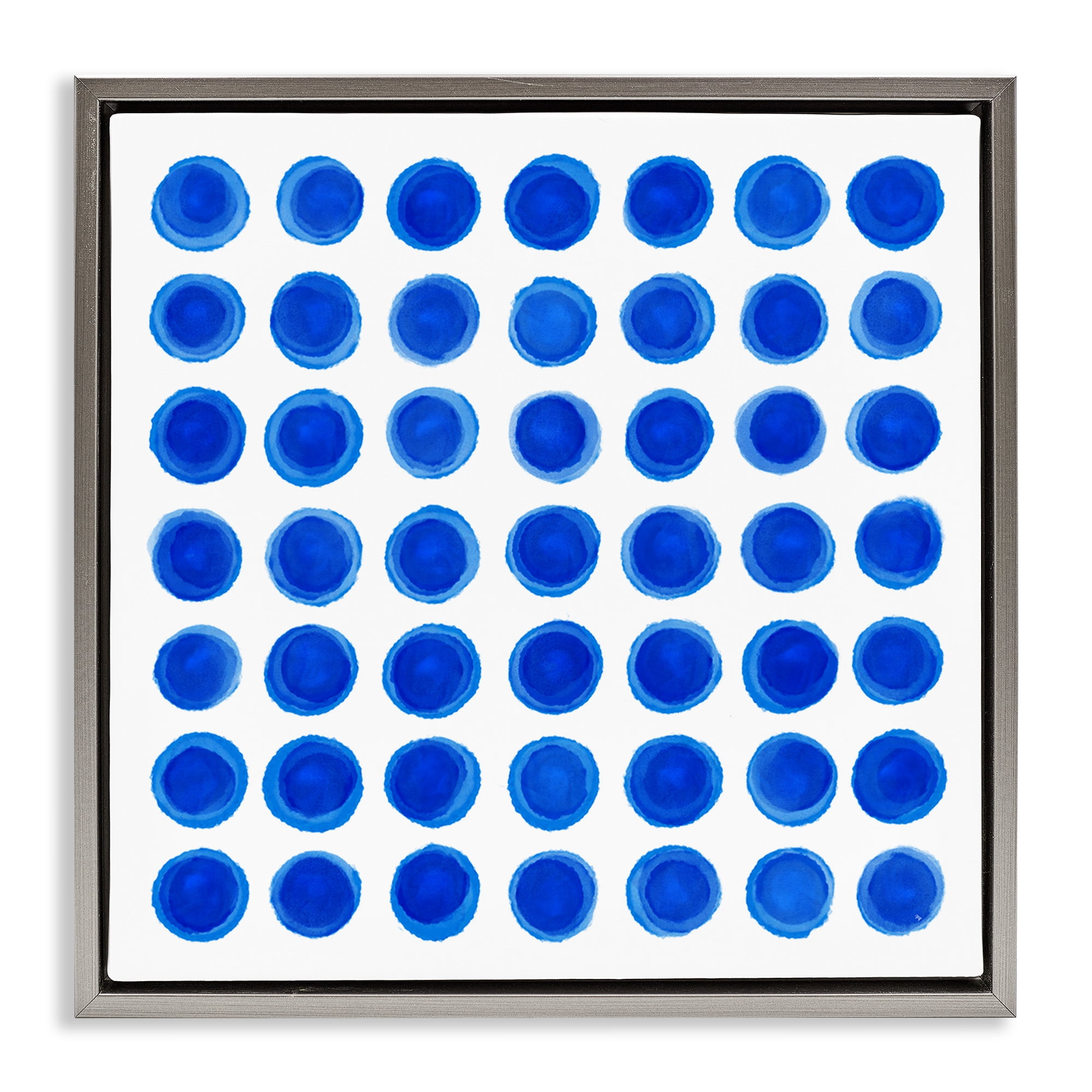 Stupell Industries Blue Dots Uniform Pattern Gray Framed Floater Canvas Wall Art, design by Martina Pavlova