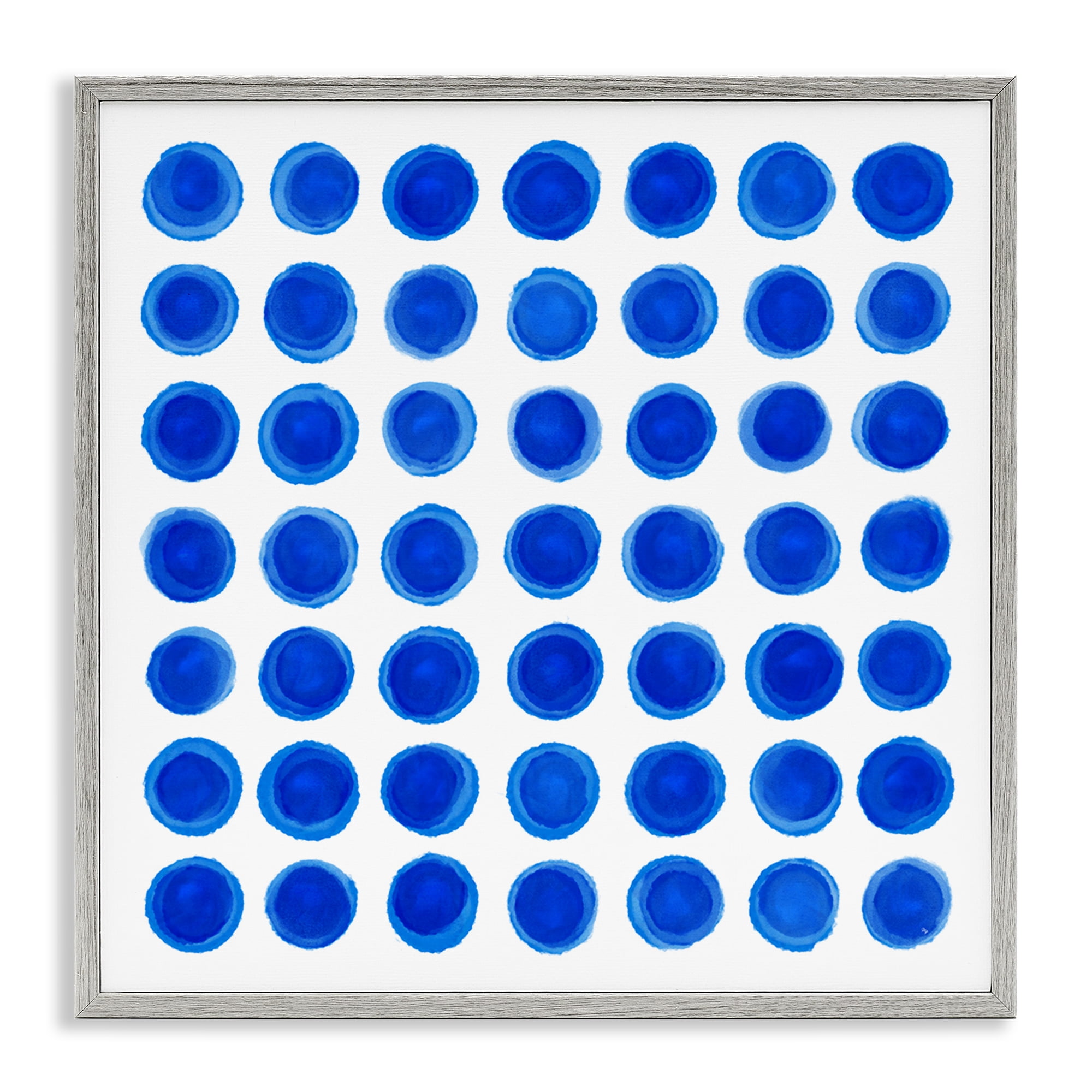 Stupell Industries Blue Dots Uniform Pattern Gray Framed Giclee Art, design by Martina Pavlova