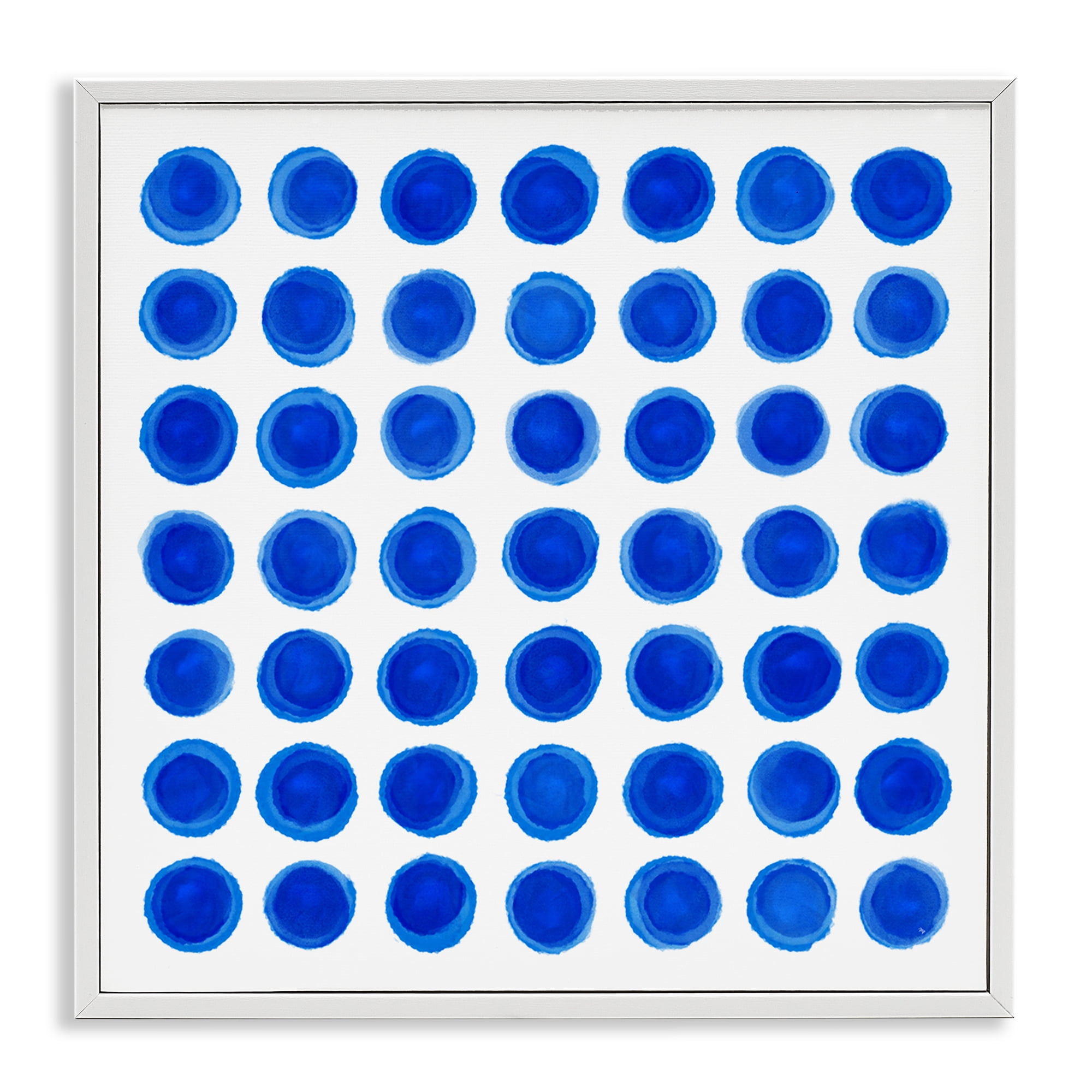 Stupell Industries Blue Dots Uniform Pattern White Framed Giclee Art, design by Martina Pavlova