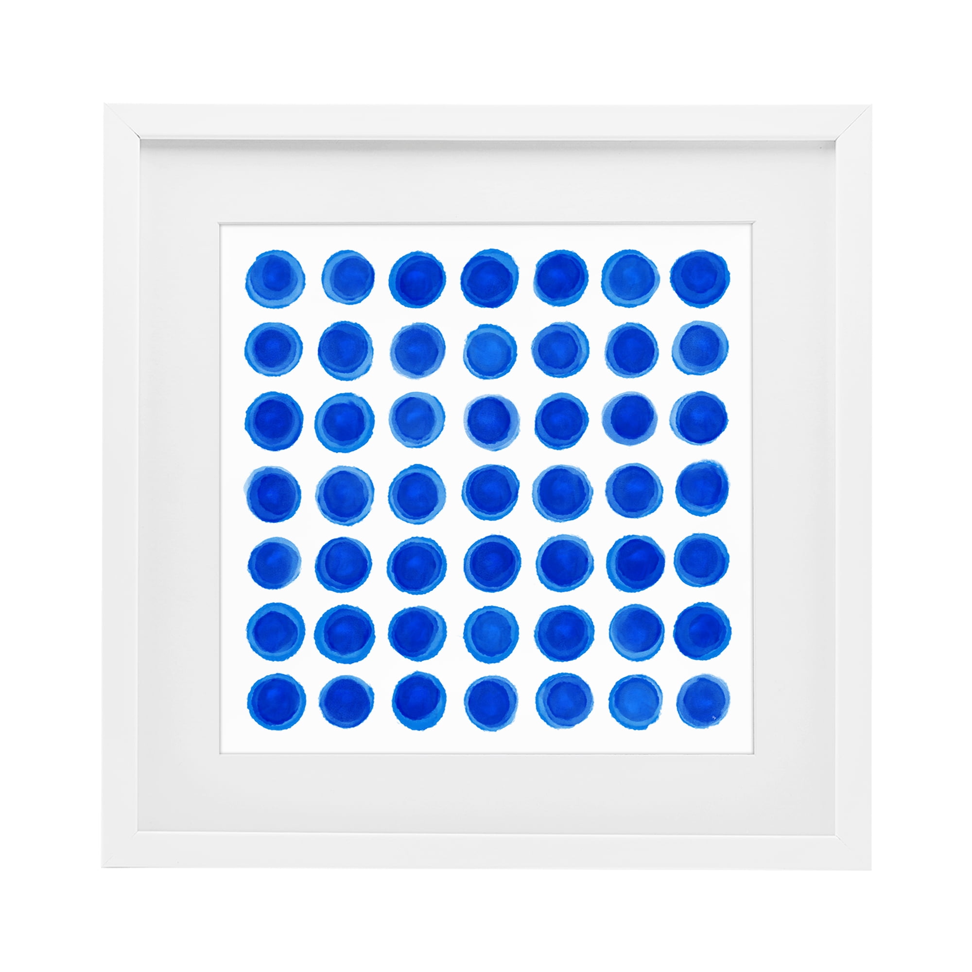 Stupell Industries Blue Dots Uniform Pattern White Framed Print Under Glass, design by Martina Pavlova