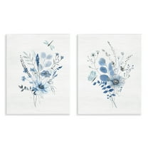 Stupell Industries Blue Dragonfly Flower Plants & Flowers Painting Unframed Art Print Wall Art, 11 x 14, Set of 2