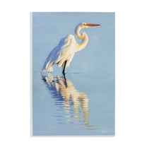 Stupell Industries Blue Egret Reflection Animals & Insects Painting Unframed Art Print Wall Art, 10 x 15