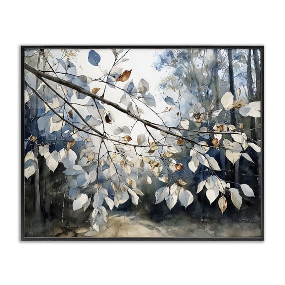 Stupell Industries Traditional Blue Fall Branch Leaves Black Framed Giclee Art, 14 x 11, by Franklyn Gregory