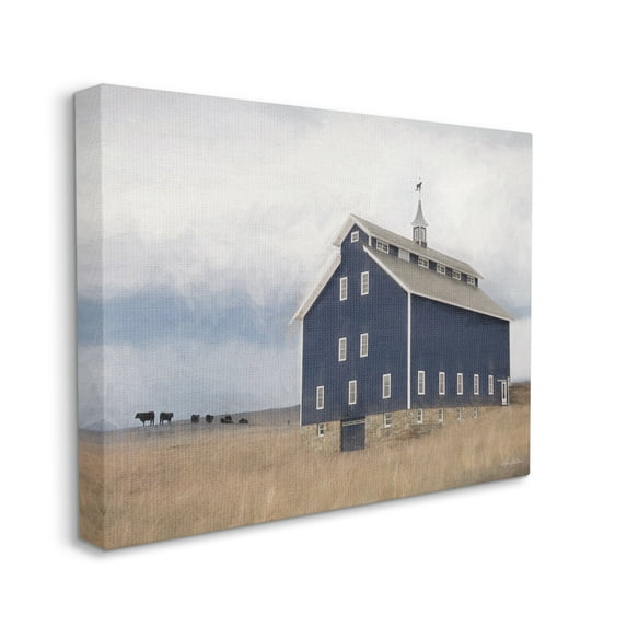 Stupell Industries Blue Farm Barn Landscape Animals Grazing Cloudy Sky, 30 x 40, Designed by Lori Deiter