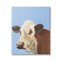 Stupell Industries Blue Farm Cow Portrait Graphic Art Gallery Wrapped Canvas Print Wall Art, Design by Regina Moore