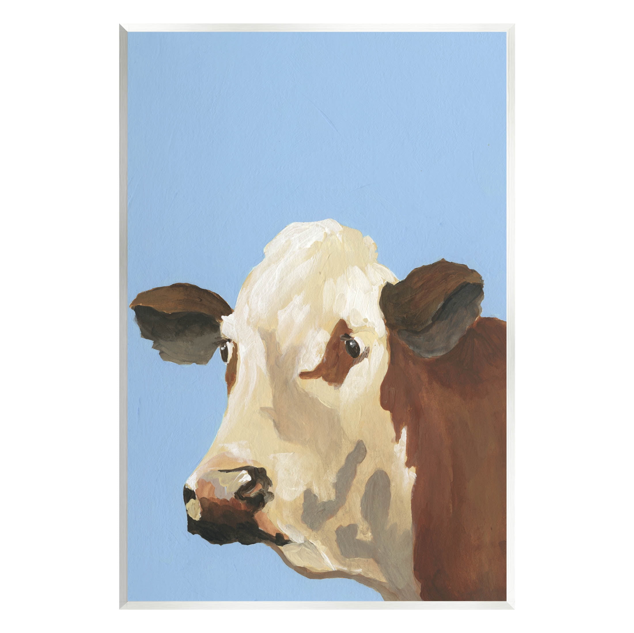 Stupell Industries Blue Farm Cow Portrait Graphic Art Unframed Art Print Wall Art, Design by Regina Moore