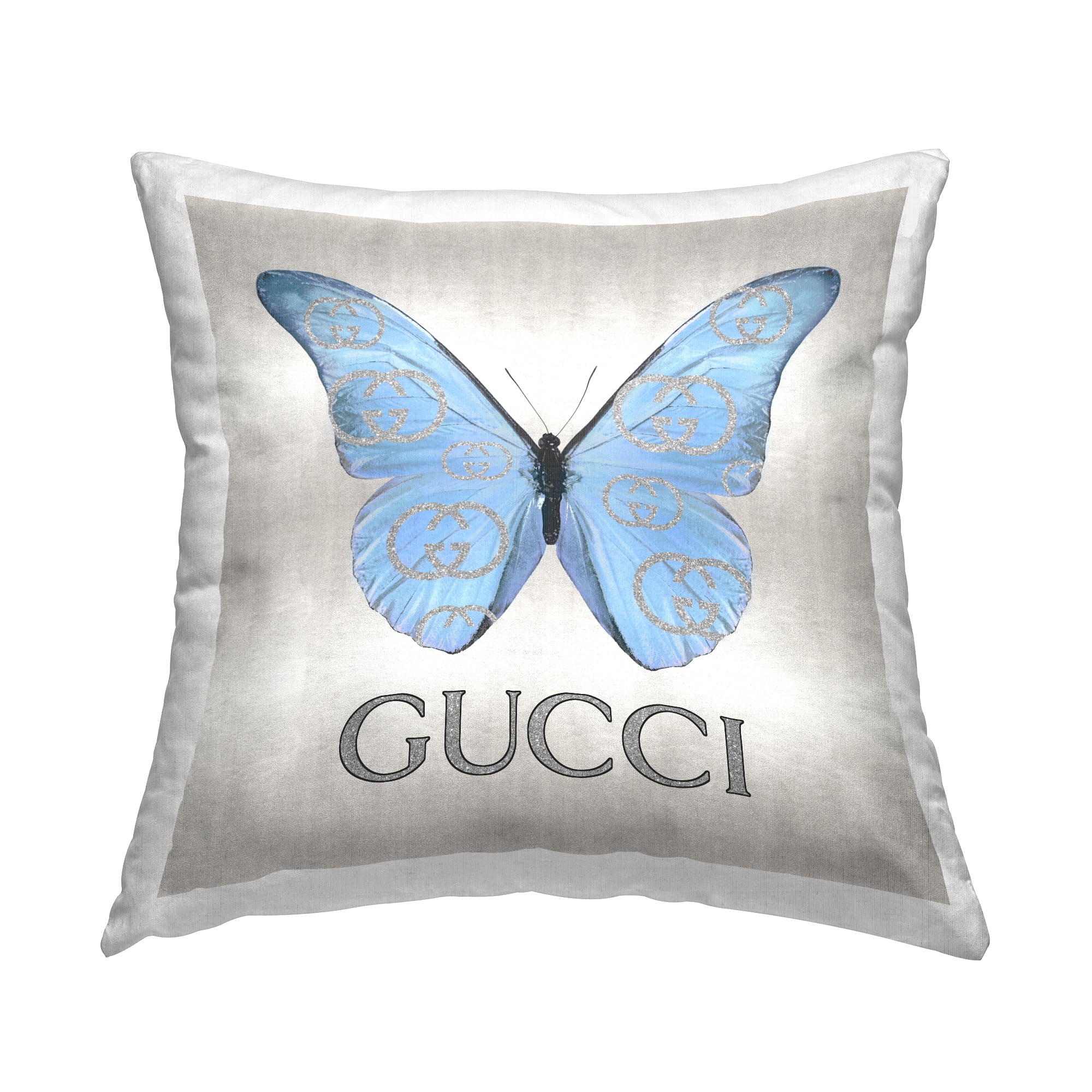 Stupell Industries Blue Fashion Butterfly Square Decorative Printed Throw Pillow, 18 x 18