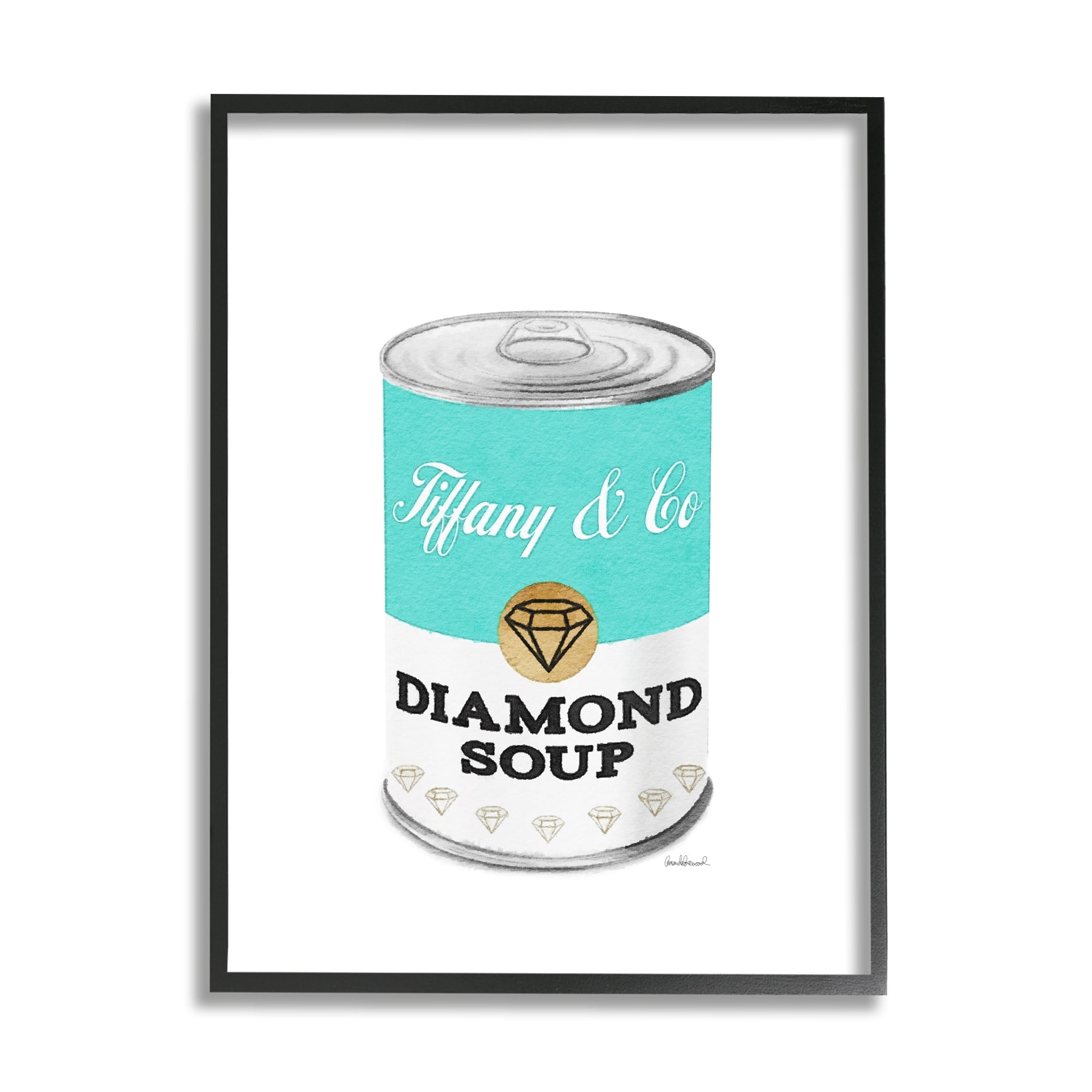 Stupell Industries Blue Fashion Condensed Diamond Soup Glam Pop, 24 x 30, Design by Amanda Greenwood