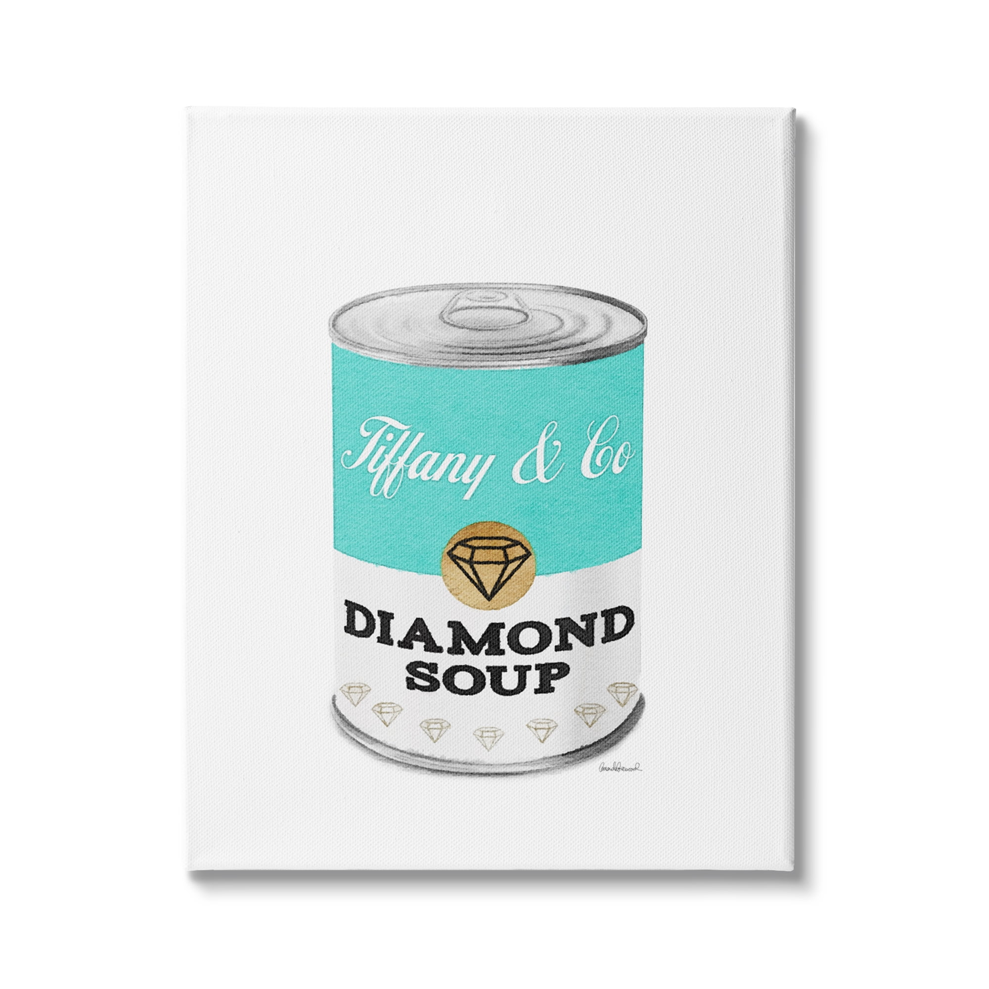 Stupell Industries Blue Fashion Condensed Diamond Soup Glam Pop, 36 x 48, Design by Amanda Greenwood