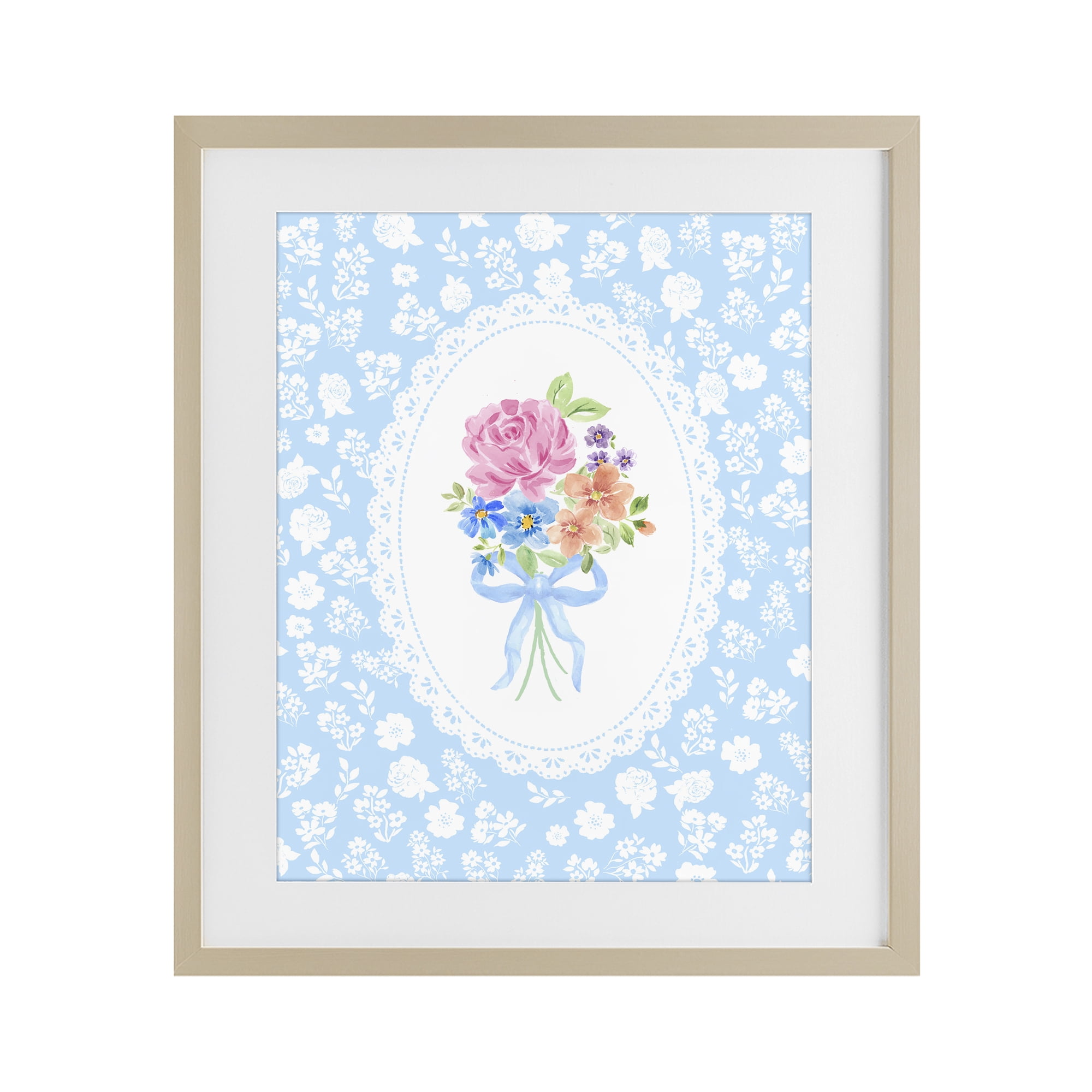 Stupell Industries Blue Feminine Bouquet Birch Framed Print Under Glass, design by Corinne Haig