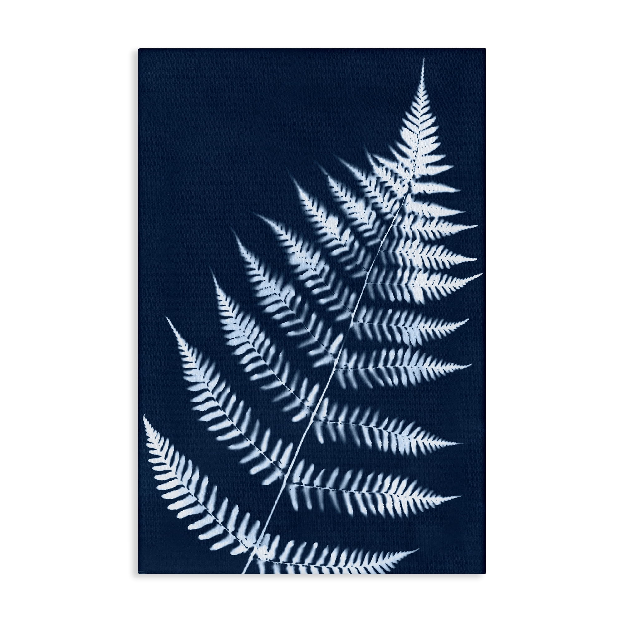 Stupell Industries Blue Fern Impression Botanical & Floral Painting Gallery Wrapped Canvas Art Print Wall Art, 20 x 30