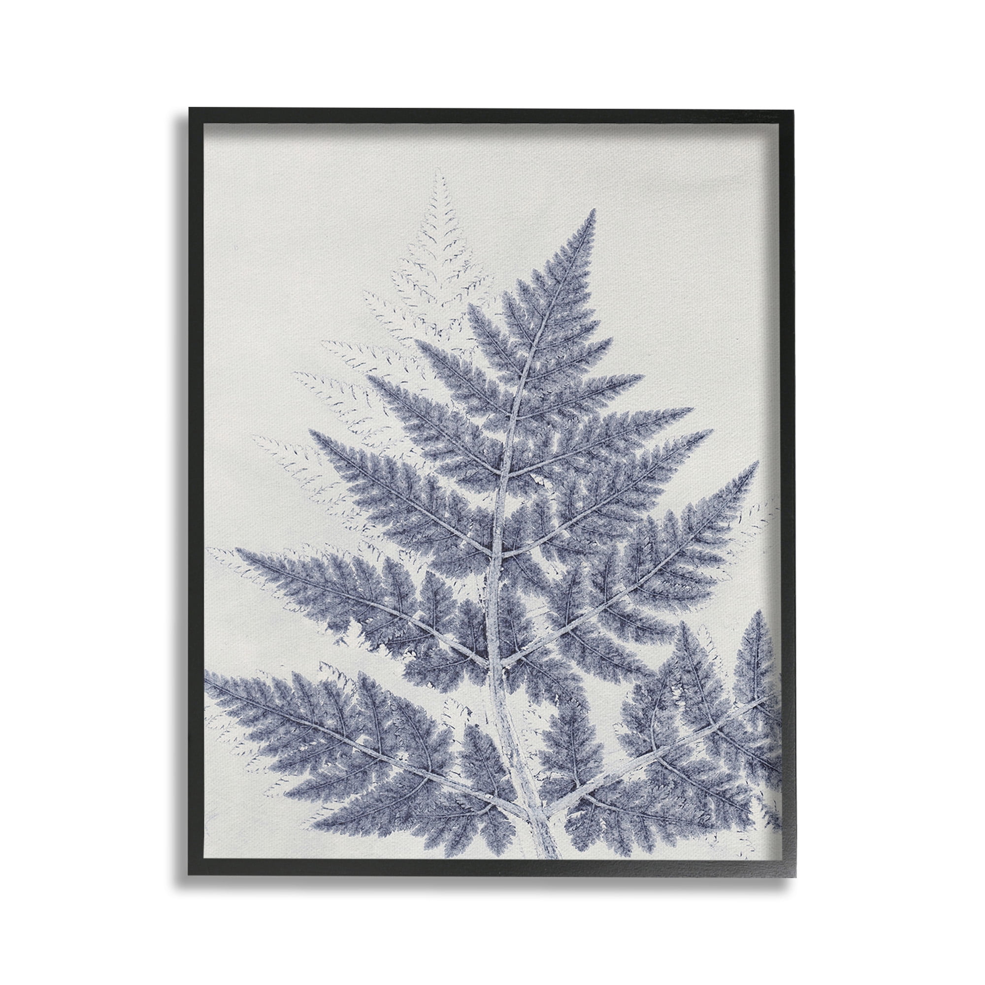 Stupell Industries Blue Fern Imprint Botanical & Floral Painting Black Framed Art Print Wall Art, 16 x 20