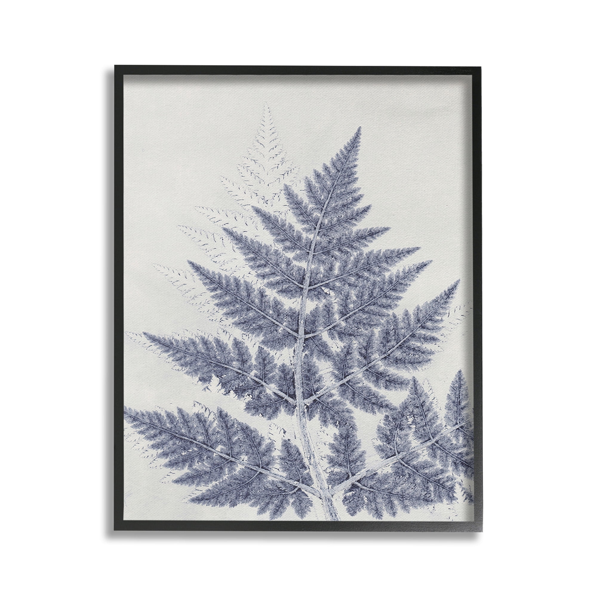 Stupell Industries Blue Fern Imprint Botanical & Floral Painting Black Framed Art Print Wall Art, 24 x 30