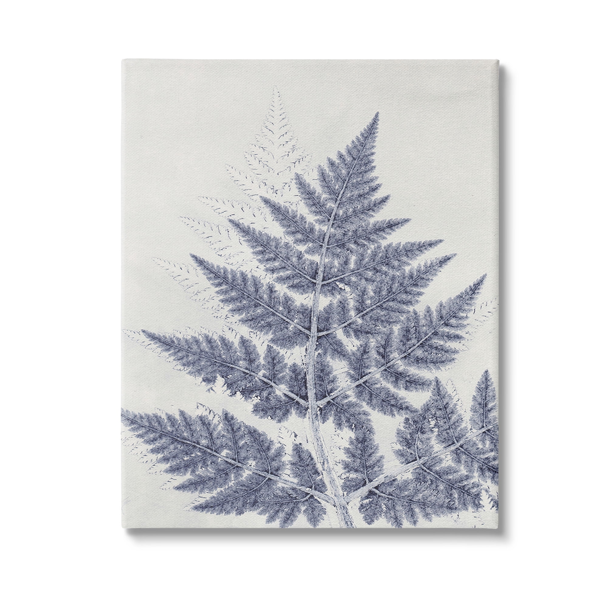 Stupell Industries Blue Fern Imprint Botanical & Floral Painting Gallery Wrapped Canvas Art Print Wall Art, 16 x 20