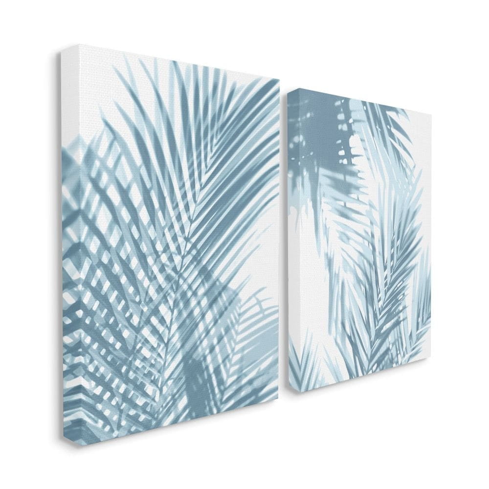 Blue Ferns Abstract Canvas Wall Art Set, 24 x 30 Inches