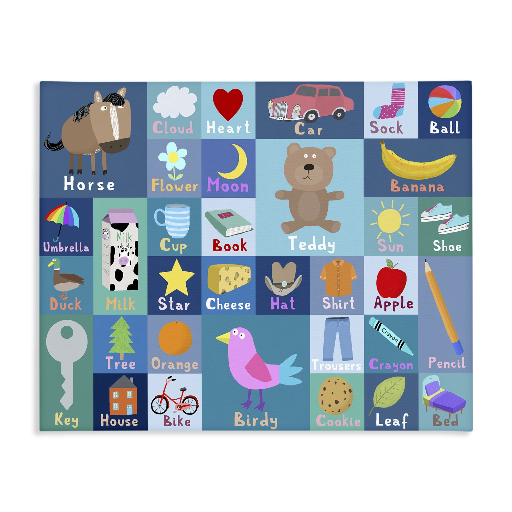 Stupell Industries Blue First Words Canvas Wall Art, design by Carla Daly