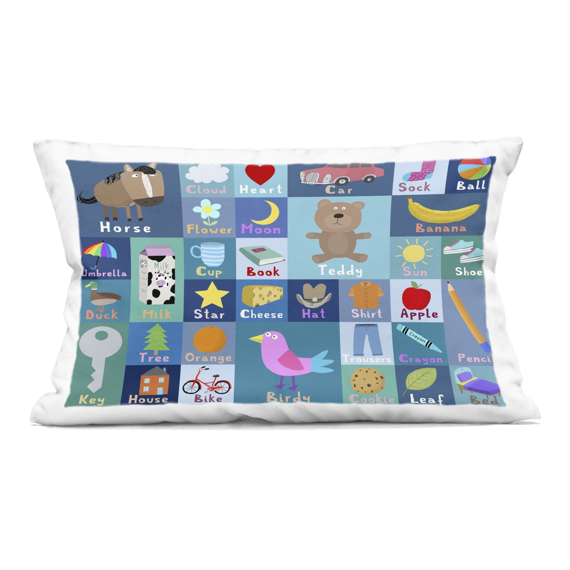 Stupell Industries Blue First Words Decorative Printed Throw Pillow, design by Carla Daly, 14 x 7 x 20