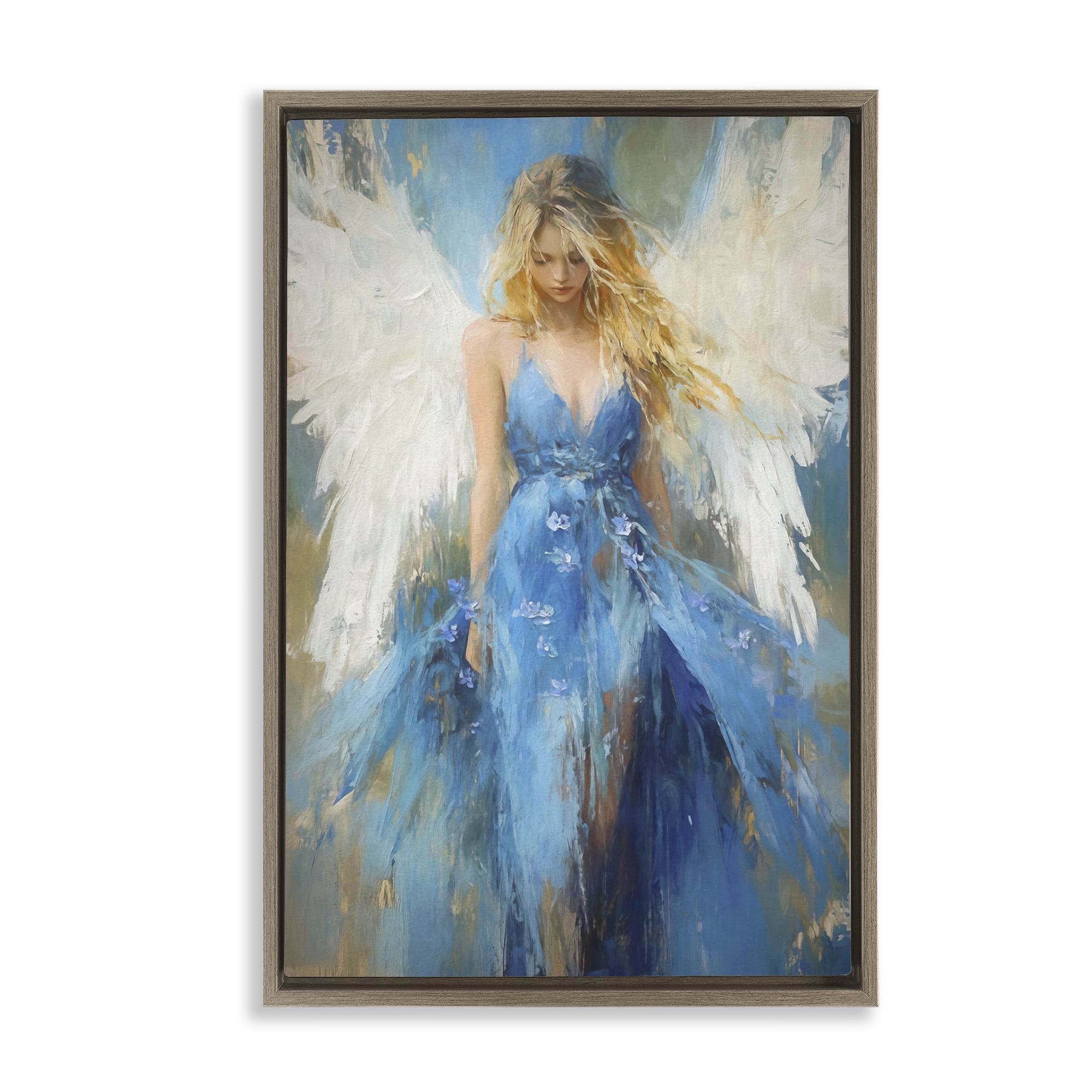 Stupell Industries Blue Flame of Hope Brown Framed Floater Canvas Wall Art, design by Tina LeCour