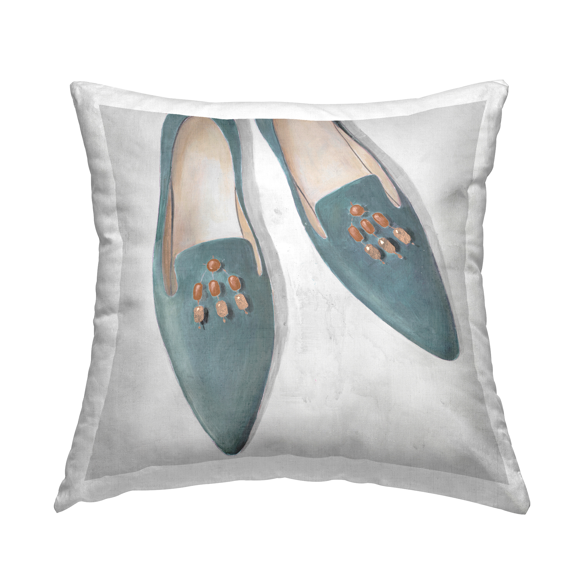 Stupell Industries Blue Flats with Beads Decorative Printed Throw Pillow Design by Lorenzo Collective.