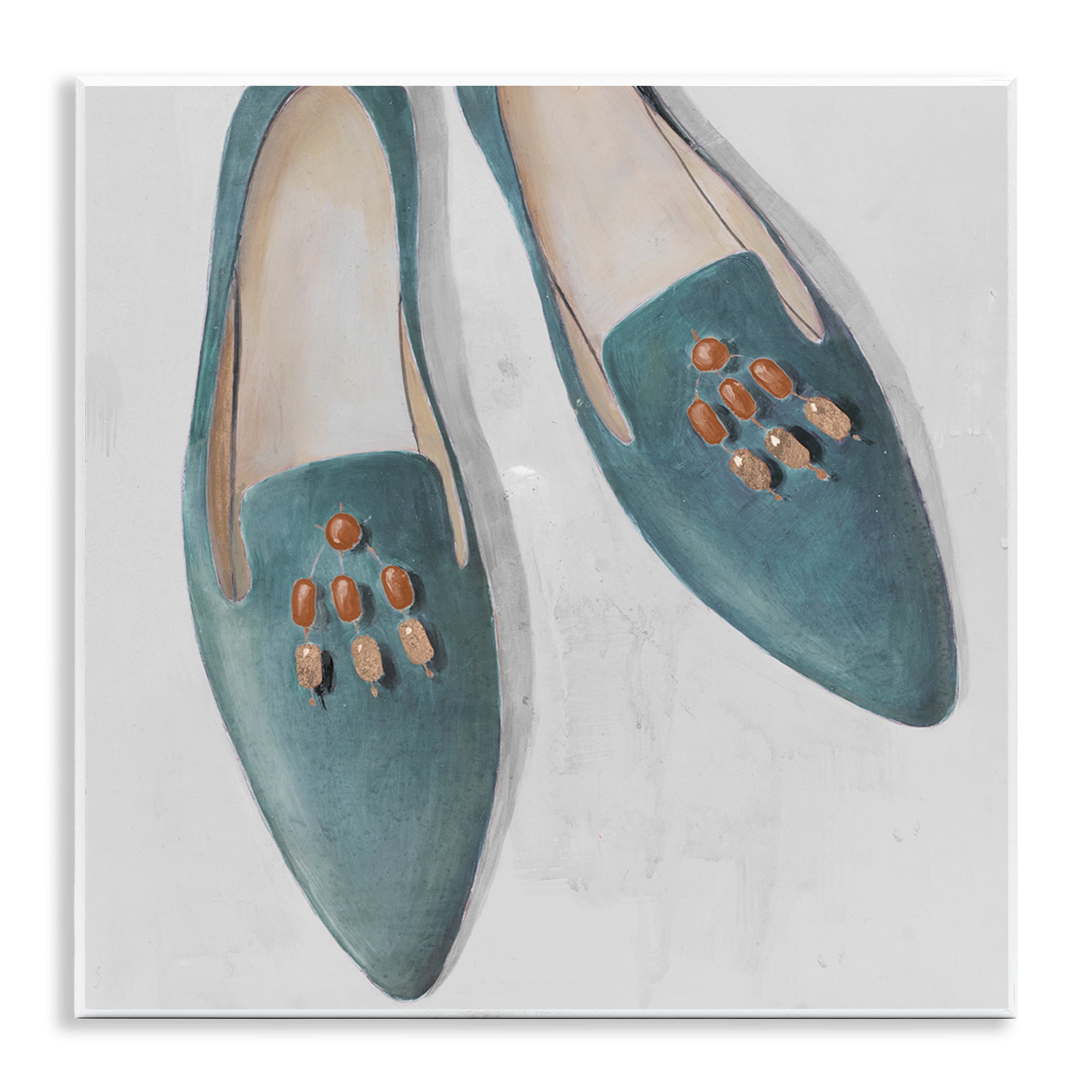 Stupell Industries Blue Flats with Beads Fashion Painting Unframed Art Print Wall Art, 12 x 12
