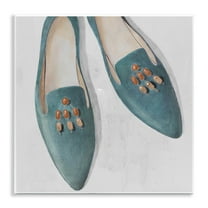 Stupell Industries Blue Flats with Beads Fashion Painting Unframed Art Print Wall Art, 12 x 12