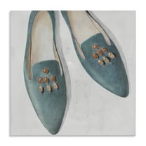 Stupell Industries Blue Flats with Beads Fashion Painting Wrapped Canvas Art Print Wall Art, 17 x 17