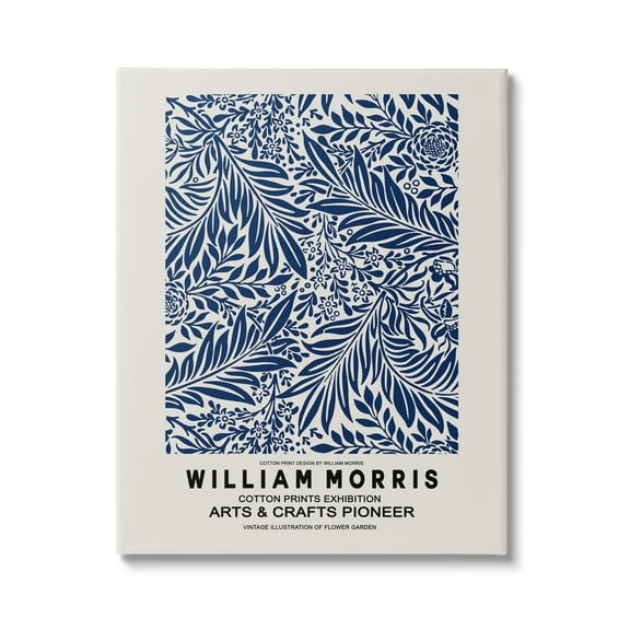 Stupell Industries Blue Floral Leaves Botanical Pattern Exhibition Flyer Canvas Wall Art, 24 x 30, Design by Ros Ruseva