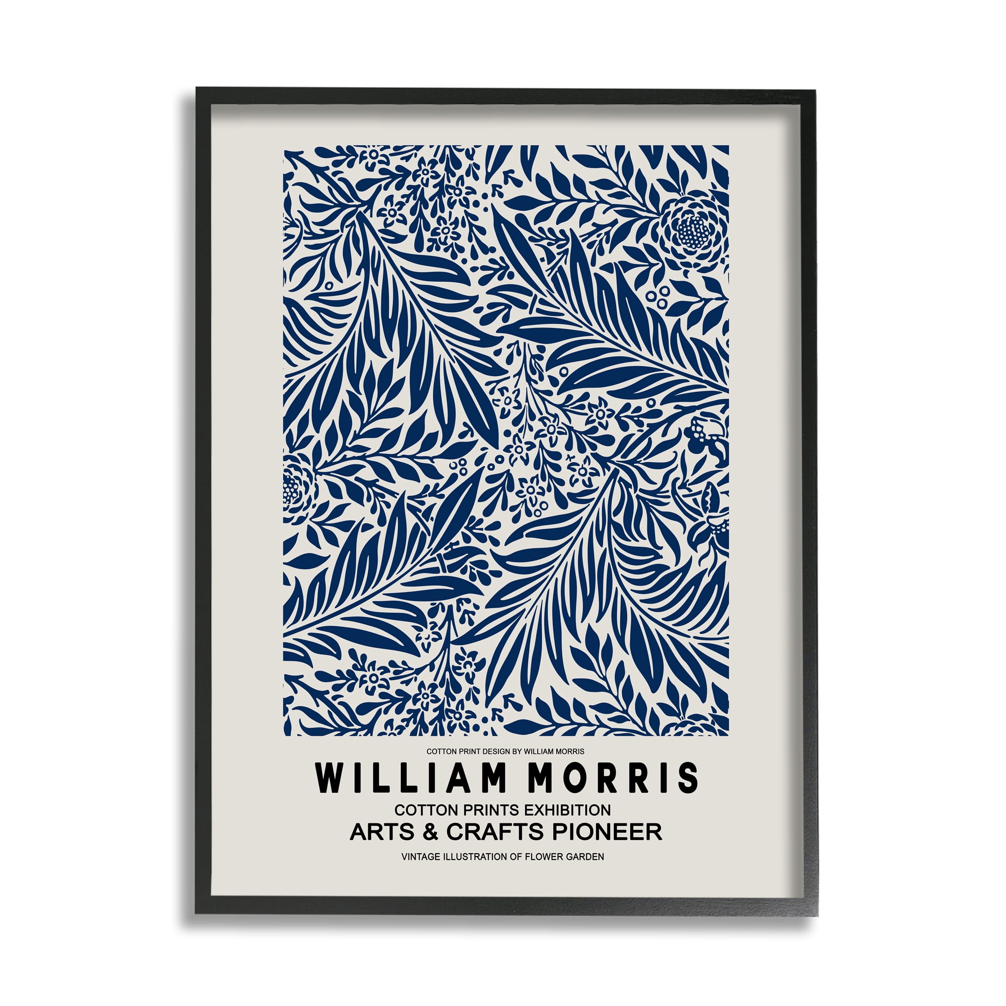 Stupell Industries Blue Floral Leaves Botanical Pattern Exhibition Flyer Framed Wall Art, 11 x 14, Design by Ros Ruseva