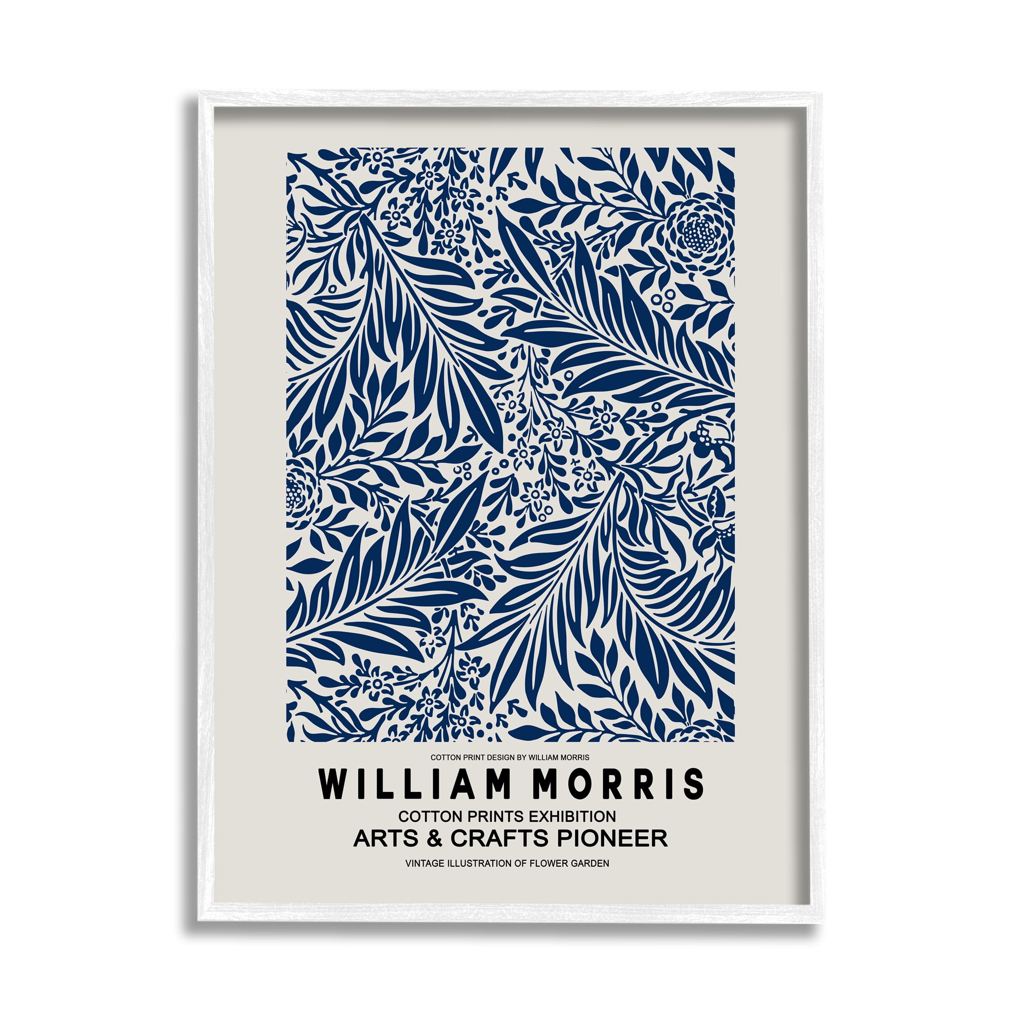Stupell Industries Blue Floral Leaves Botanical Pattern Exhibition Flyer Framed Wall Art, 16 x 20, Design by Ros Ruseva