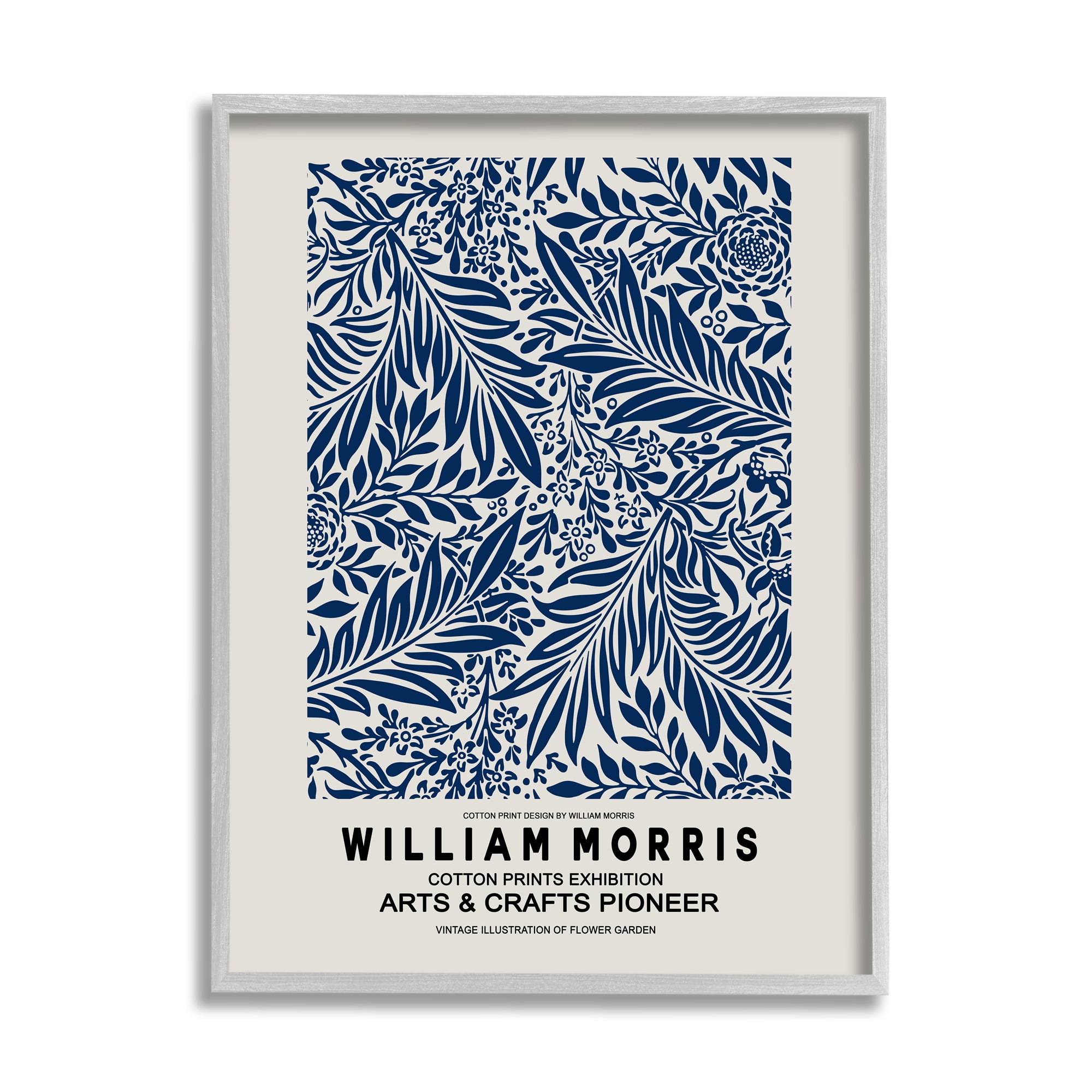 Stupell Industries Blue Floral Leaves Botanical Pattern Exhibition Flyer Framed Wall Art, 24 x 30, Design by Ros Ruseva