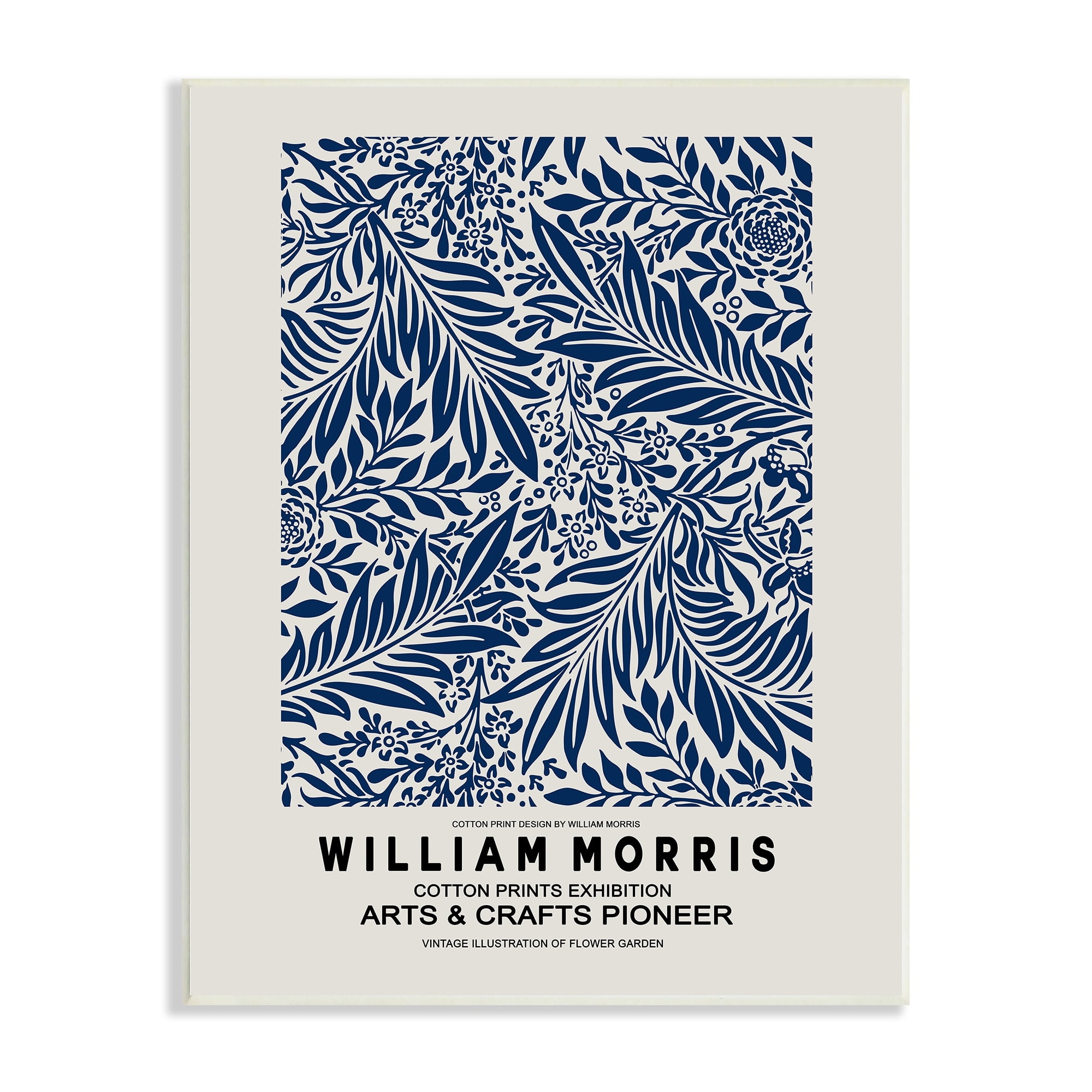 Stupell Industries Blue Floral Leaves Botanical Pattern Exhibition Flyer Wood Wall Art, 10 x 15, Design by Ros Ruseva