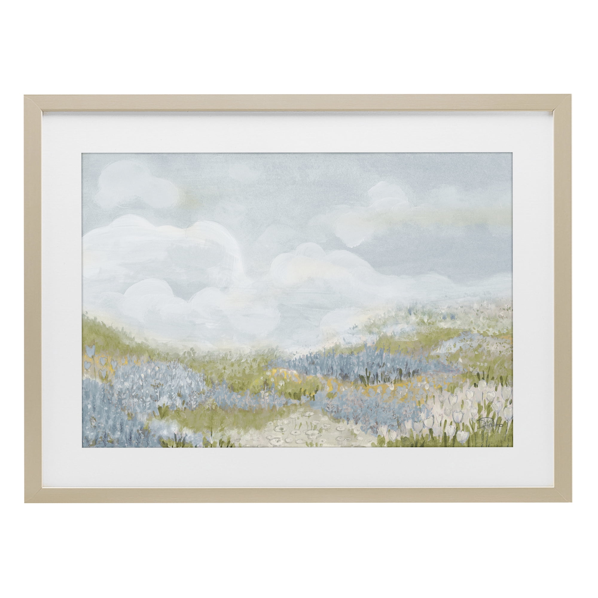 Stupell Industries Blue Floral Meadow Birch Framed Print Under Glass, design by Patricia Pinto